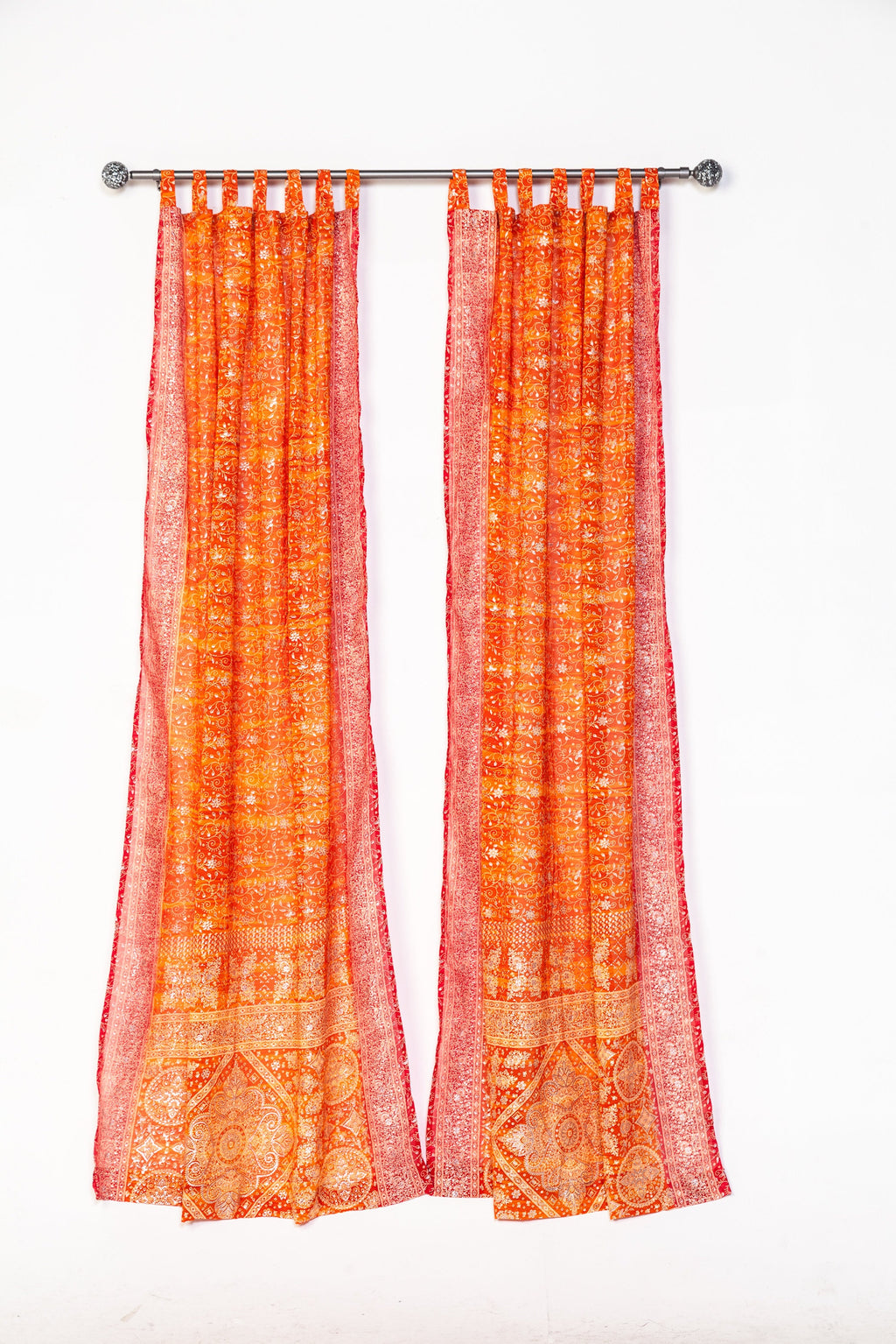 Chakra Collection Block Print Sari Curtain, Boho Window Treatment