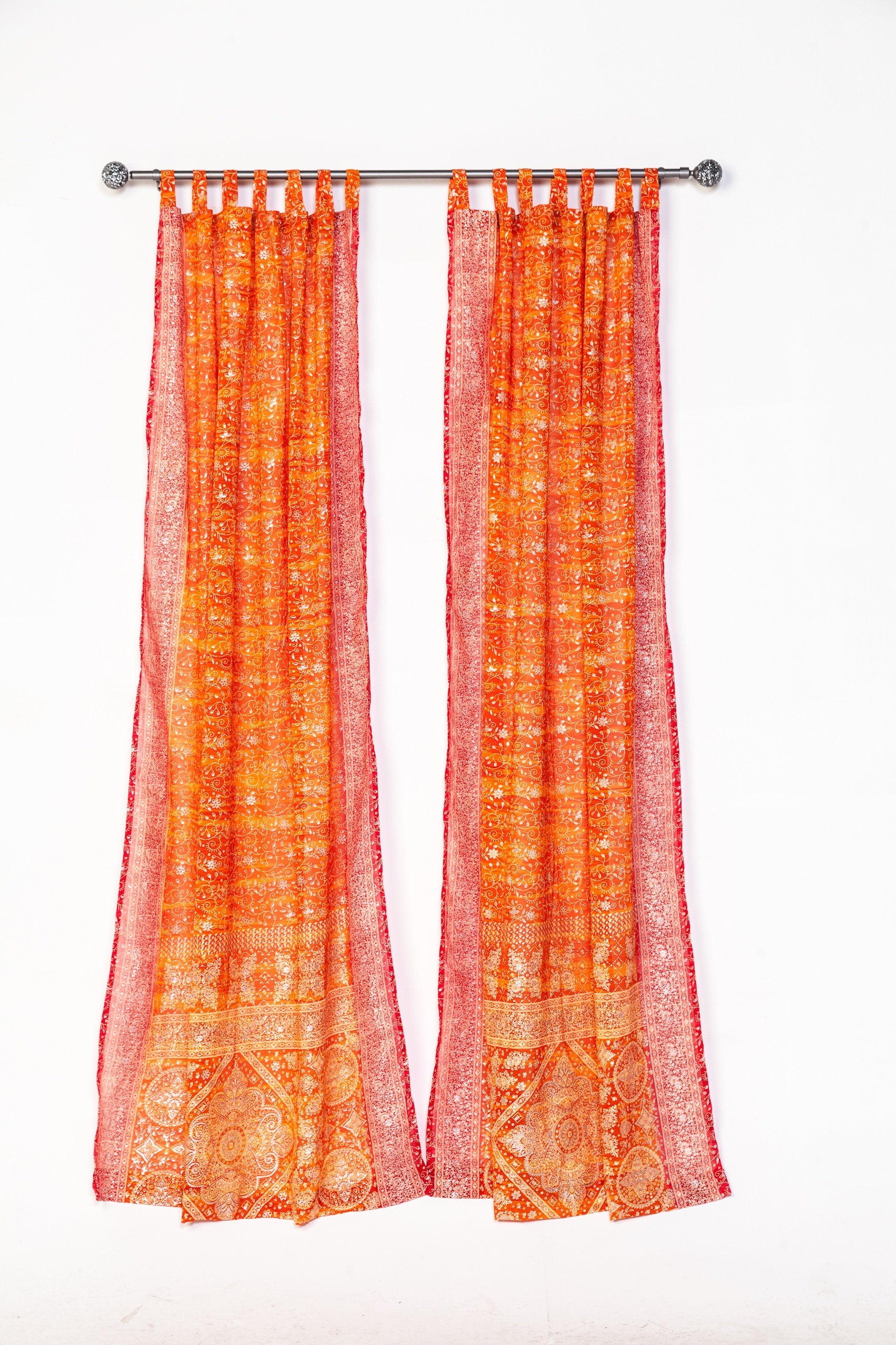 Chakra Collection Block Print Sari Curtain, Boho Window Treatment