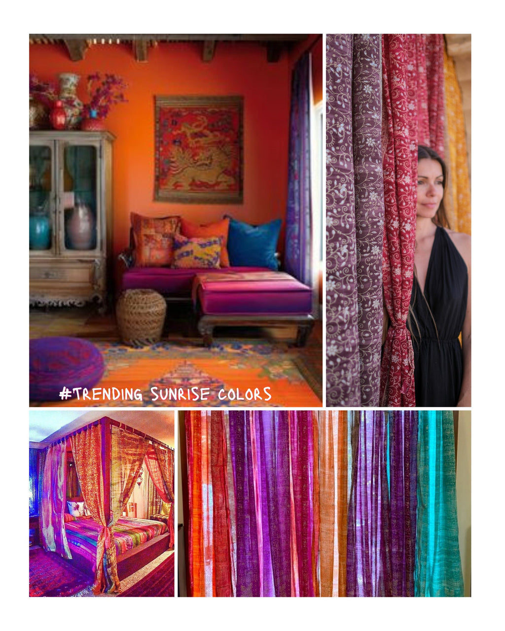 Maroon Red Sari Curtain Boho Window Treatment Sheer Drapes Bedroom Living Diningroom Bed Canopy Tent Indian Gypsy Chic
