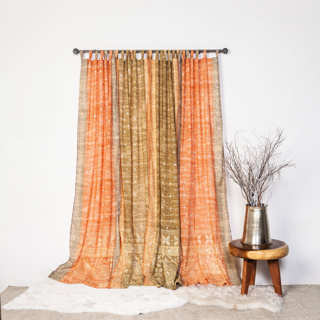Light-Filtering Sari Curtains 84"L Boho Curtains, Bed Canopy, Tapestry, Window Treatment For Living/Bedroom Customizable