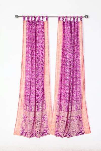 INDIAN SUMMER BACKDROP Collection Light-Filtering Sari Curtains 84"/96"L Boho Curtains, Bed Canopy, Wall Tapestry, Chuppah, Window Treatment
