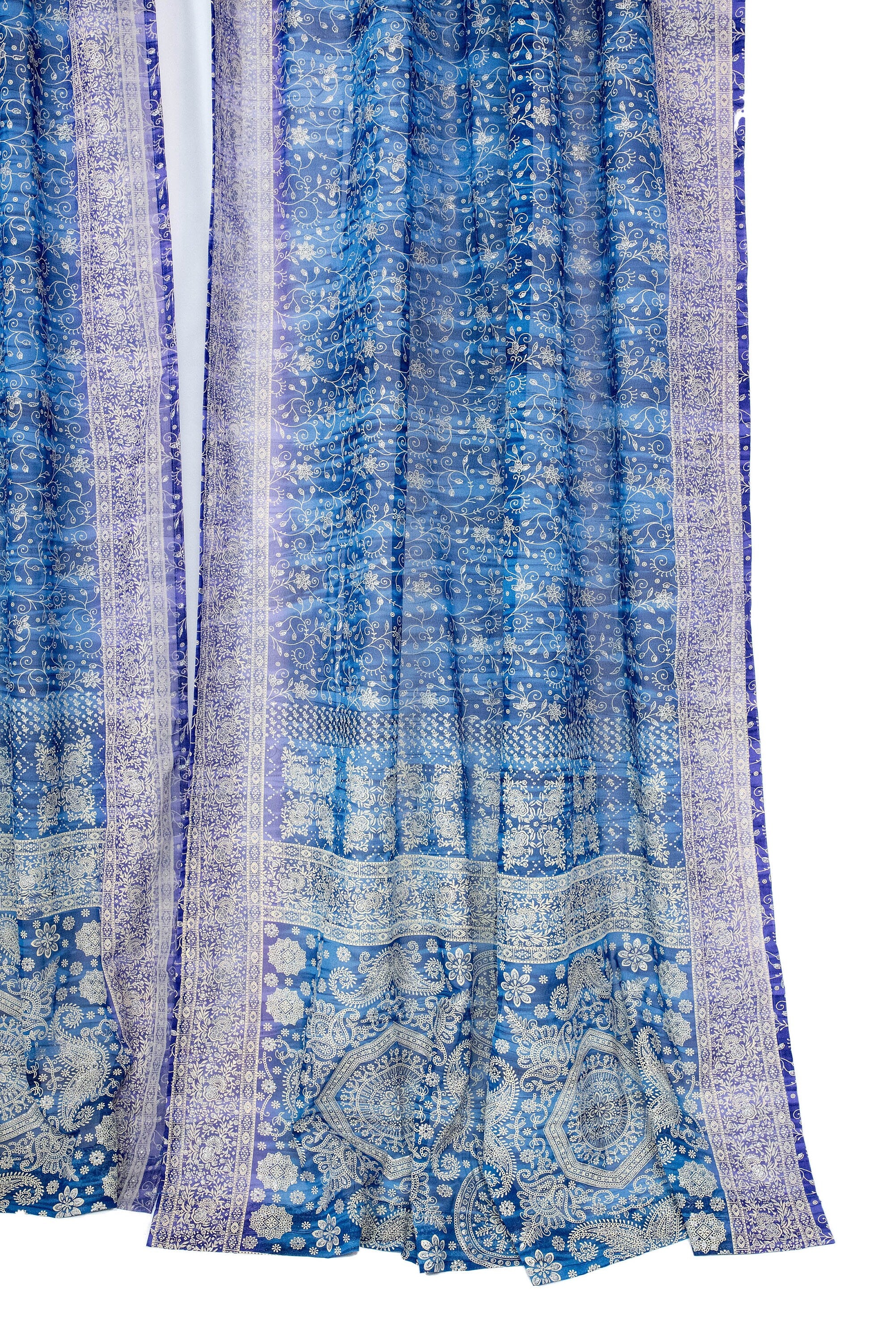 Sari Curtains 84"/96"L Boho Curtains BoHoEARTH Light-Filtering Indigo Purple  for Bed Canopy panels Window Treatment For Living/Bedroom