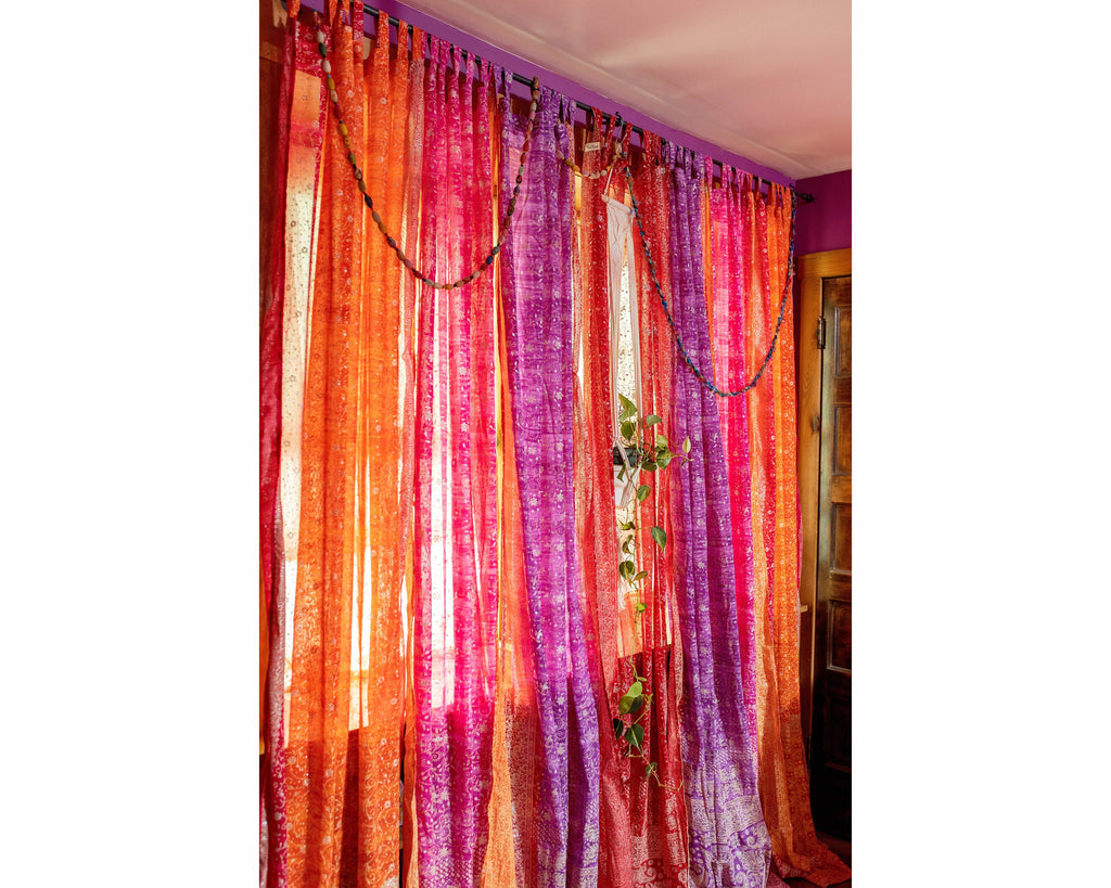 AYA'S ROOM Sari Curtains 84"L Boho Curtains, Bedroom Collection Light-Filtering Sheers, drapes, Bed Canopy, Backdrop, Bright Juicy Window Treatment