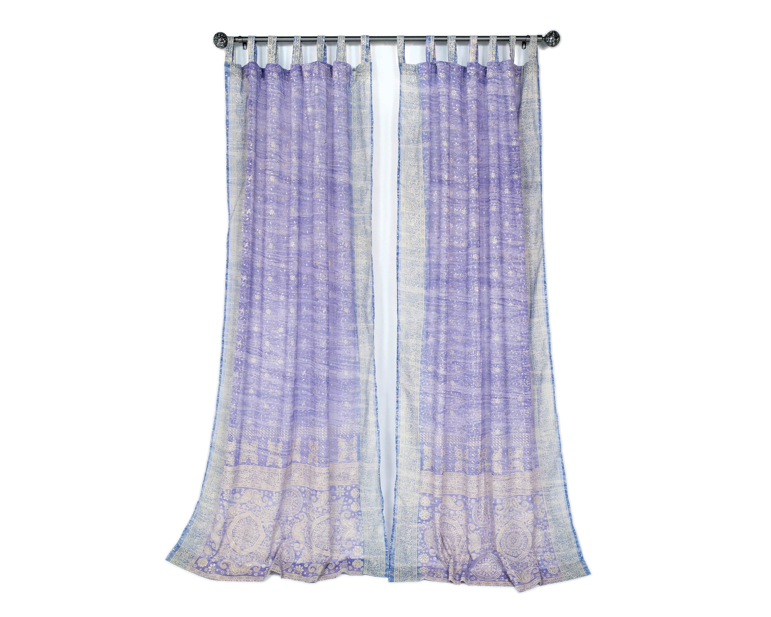 Sari Curtains 84"/96"L Boho Curtains DREAMBoHO Collection Light-Filtering Lavender backdrop Bed Canopy Window Treatment For Living/Bedroom