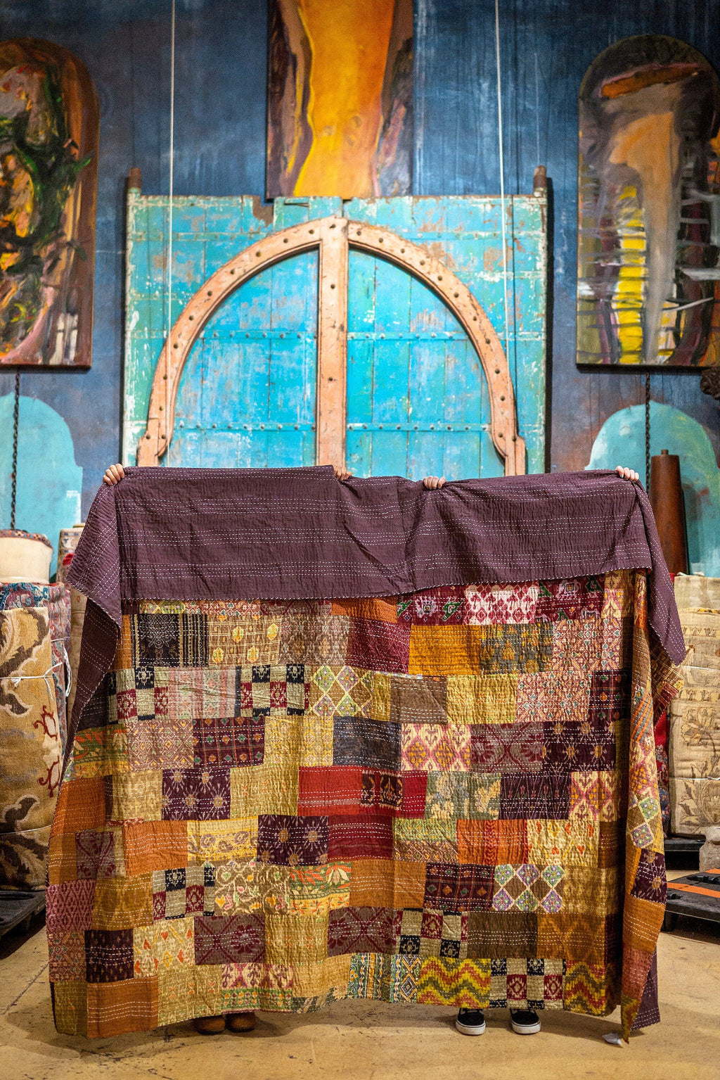 Bohome Collection Vintage Silk kantha Bedspread Boho Chic Original Bedding Home Textiles Indian Sari Quilt Tapestry Bedroom Decor