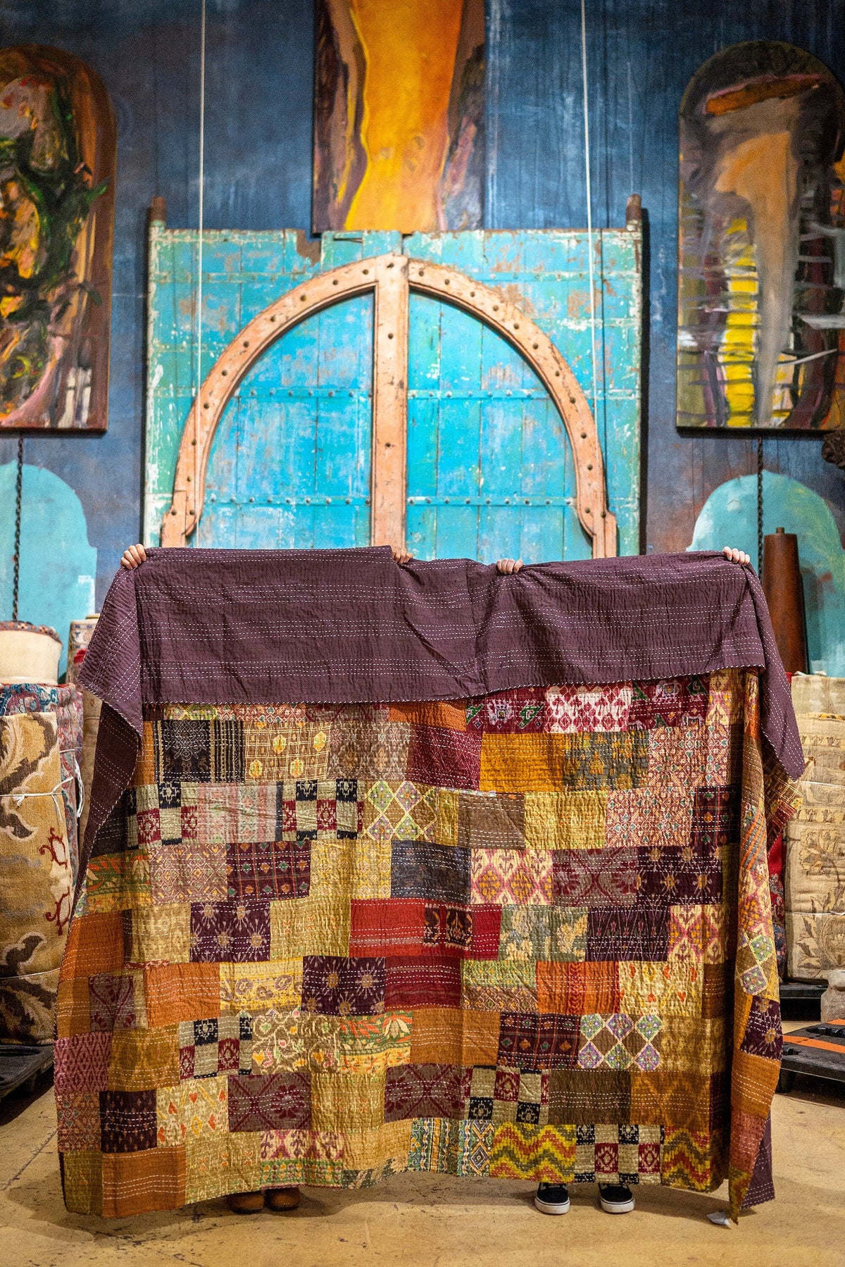 Bohome Collection Vintage Silk kantha Bedspread Boho Chic Original Bedding Home Textiles Indian Sari Quilt Tapestry Bedroom Decor