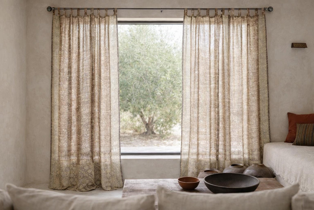 Sari Curtains 84"/96"L Plum Boho drapes DREAMBoHO Collection Light-Filtering backdrop Bed Canopy, Tapestry, Window Treatment Living/Bedroom