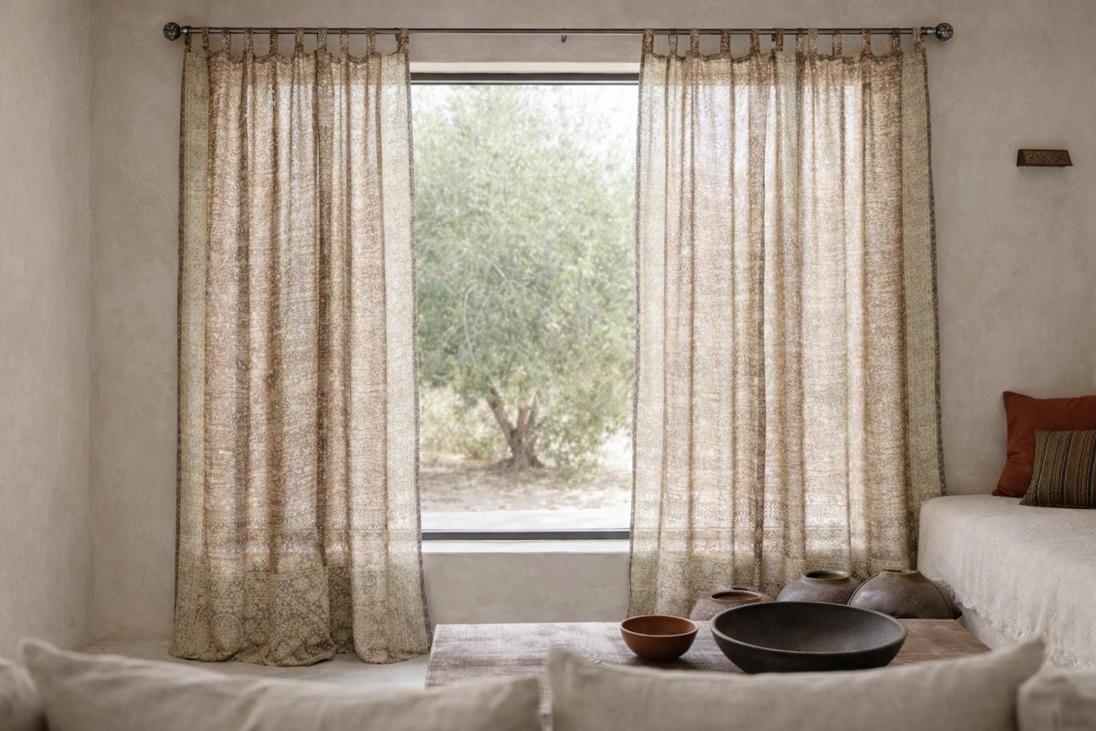 Sari Curtains 84"/96"L Plum Boho drapes DREAMBoHO Collection Light-Filtering backdrop Bed Canopy, Tapestry, Window Treatment Living/Bedroom