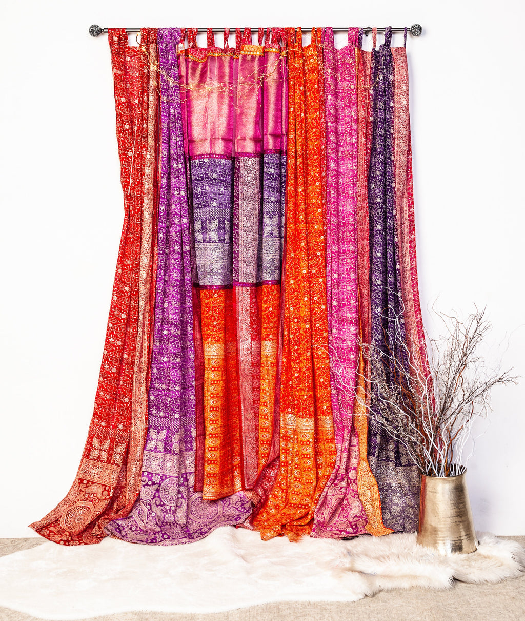 INDIAN SUMMER BACKDROP Collection Light-Filtering Sari Curtains 84"/96"L Boho Curtains, Bed Canopy, Wall Tapestry, Chuppah, Window Treatment