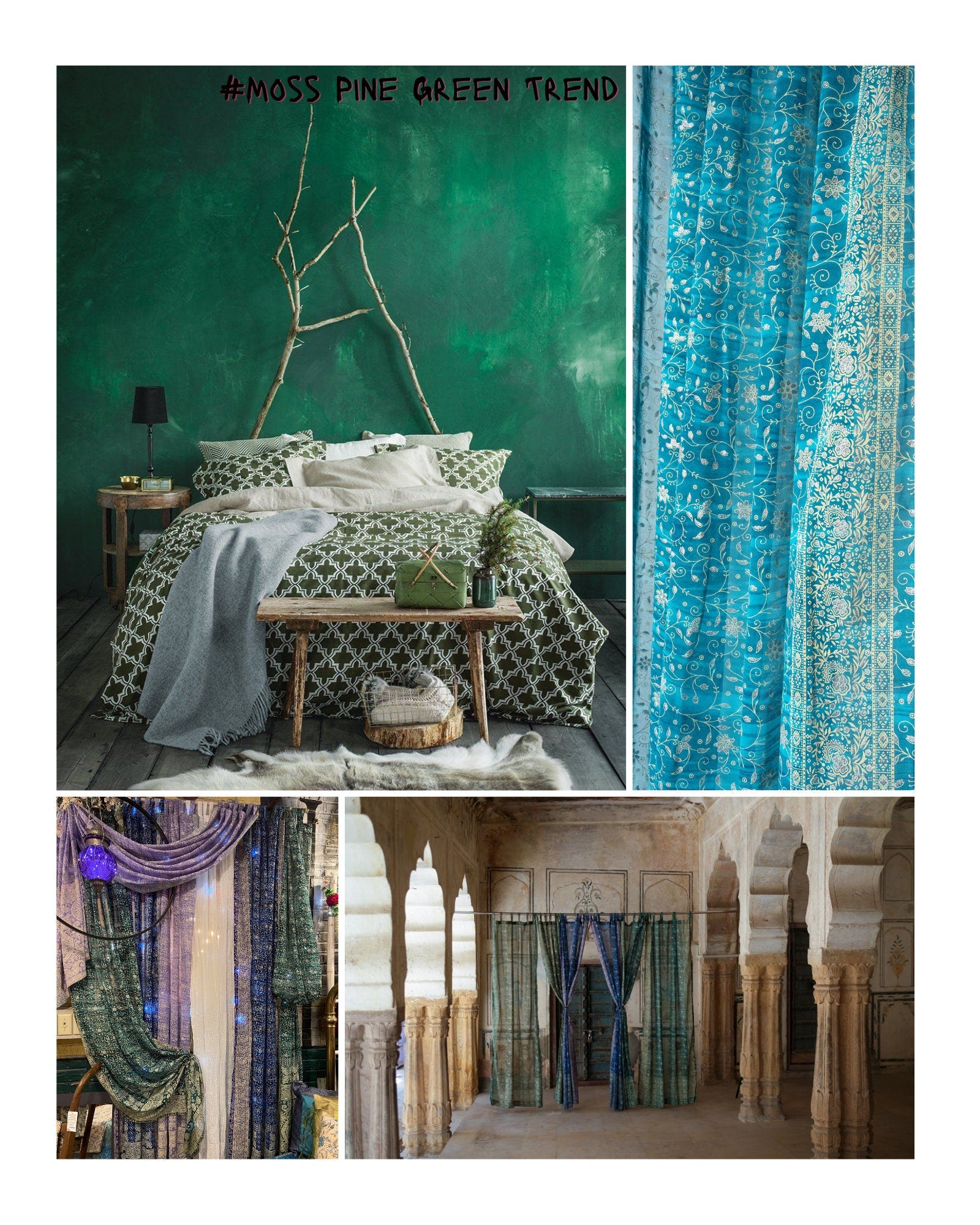 Light-Filtering Sari Curtains 84"/96"/108"L Boho Curtains, Bed Canopy, Tapestry, Window Treatment For Living/Bedroom