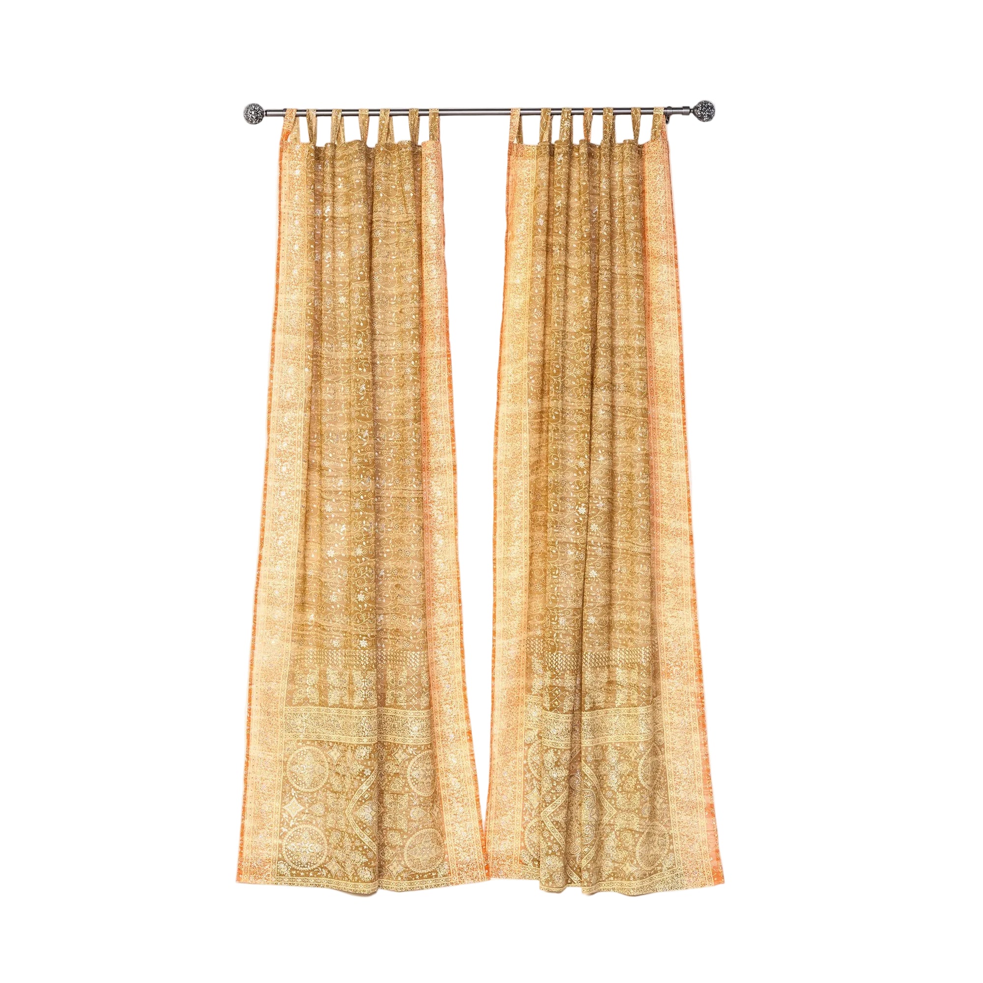 Sari Curtains 84"L Boho Curtains Light-Filtering drapes for Bed Canopy backdrop Tapestry Window Treatment Living/Bedroom Customizable