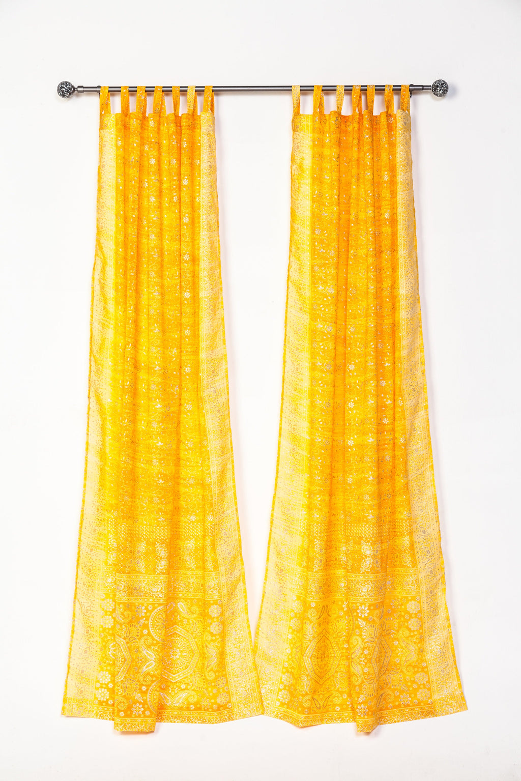 Chakra Collection Block Print Sari Curtain, Boho Window Treatment