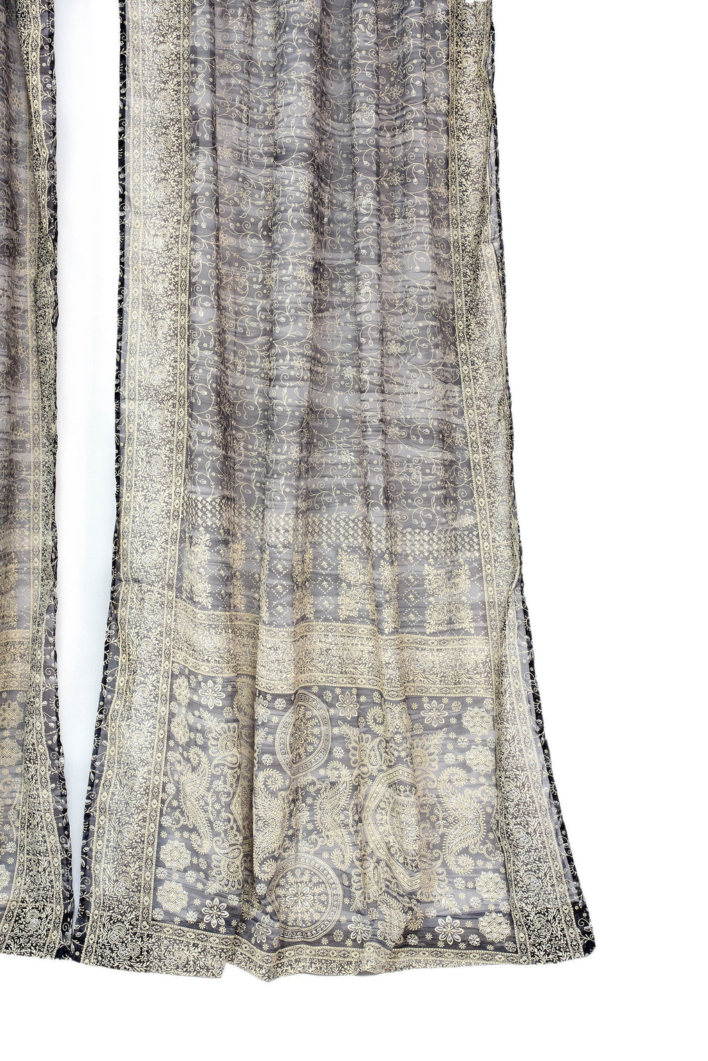 Sari Curtains 84"/96"L Boho Curtains BoHoEARTH Collection Light-Filtering Gray Black Bed Canopy backdrop Window Treatment For Living/Bedroom