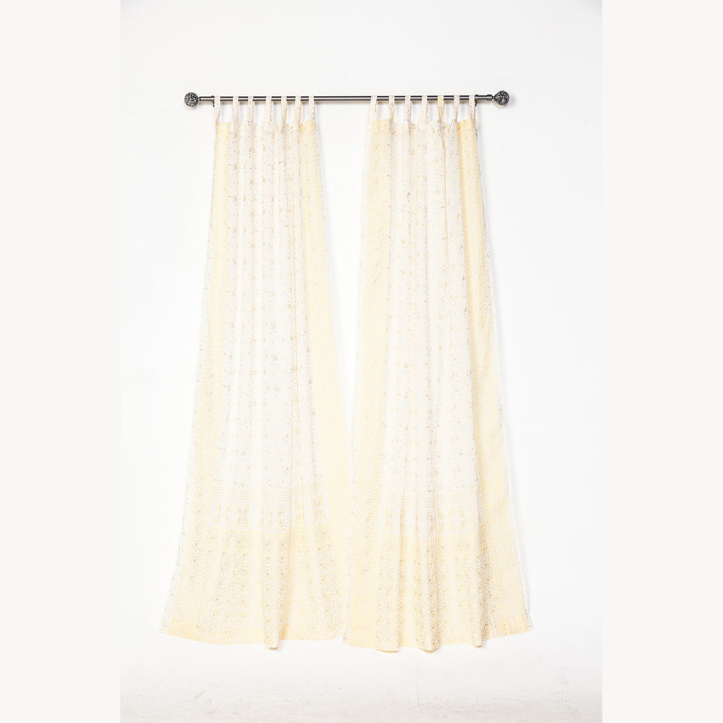 Light-Filtering Sari Curtains 84"L Boho Curtains backdrop Bed Canopy, vanilla Offwhite Window treatment Living/Bedroom Customizable