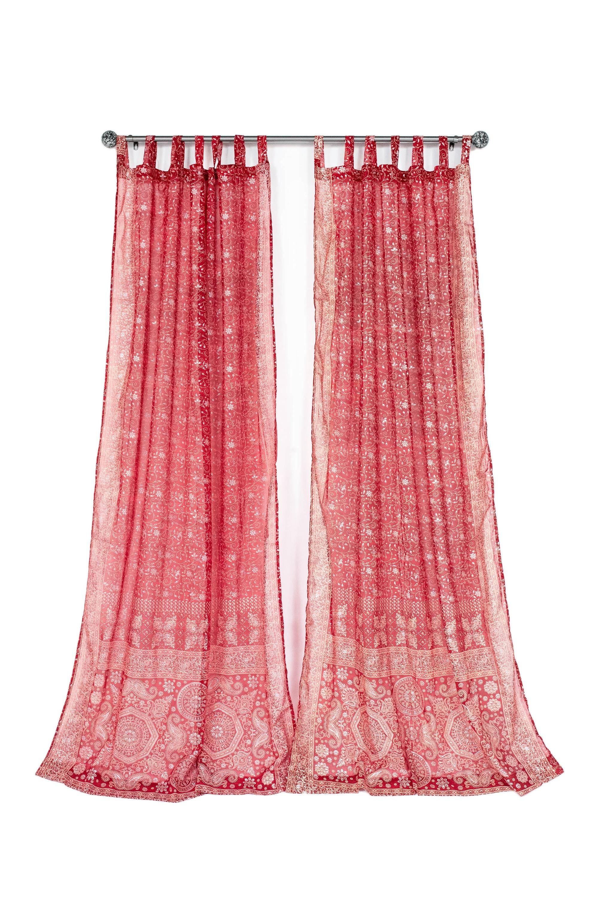 AYA'S ROOM Sari Curtains 84"L Boho Curtains, Bedroom Collection Light-Filtering Sheers, drapes, Bed Canopy, Backdrop, Bright Juicy Window Treatment