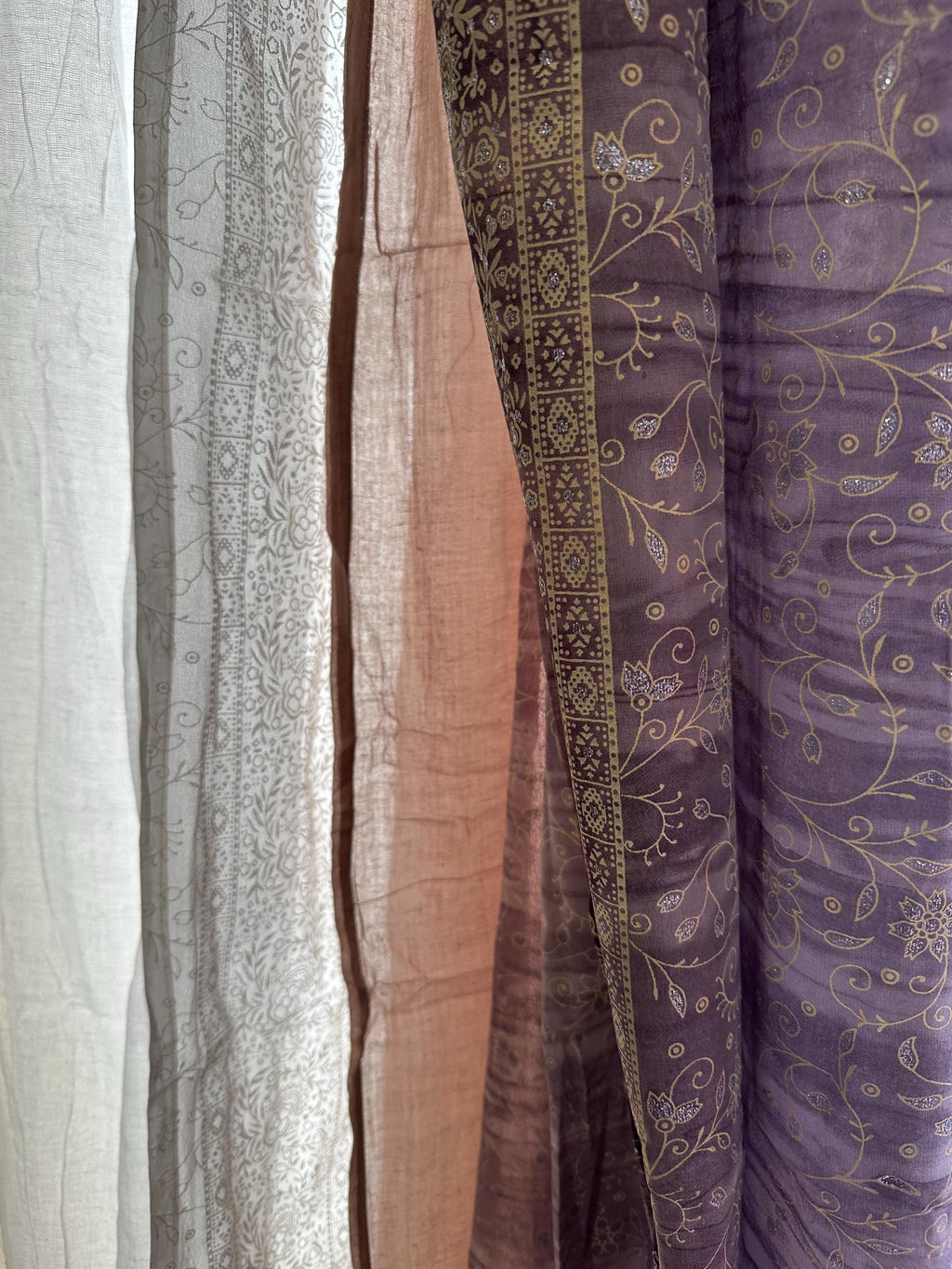 LINED PANELS Sari Curtains 84"/96"L Boho Curtains, Light-Filtering, Lined Window Treatment with soft cotton Gauze Back Panel beautiful print