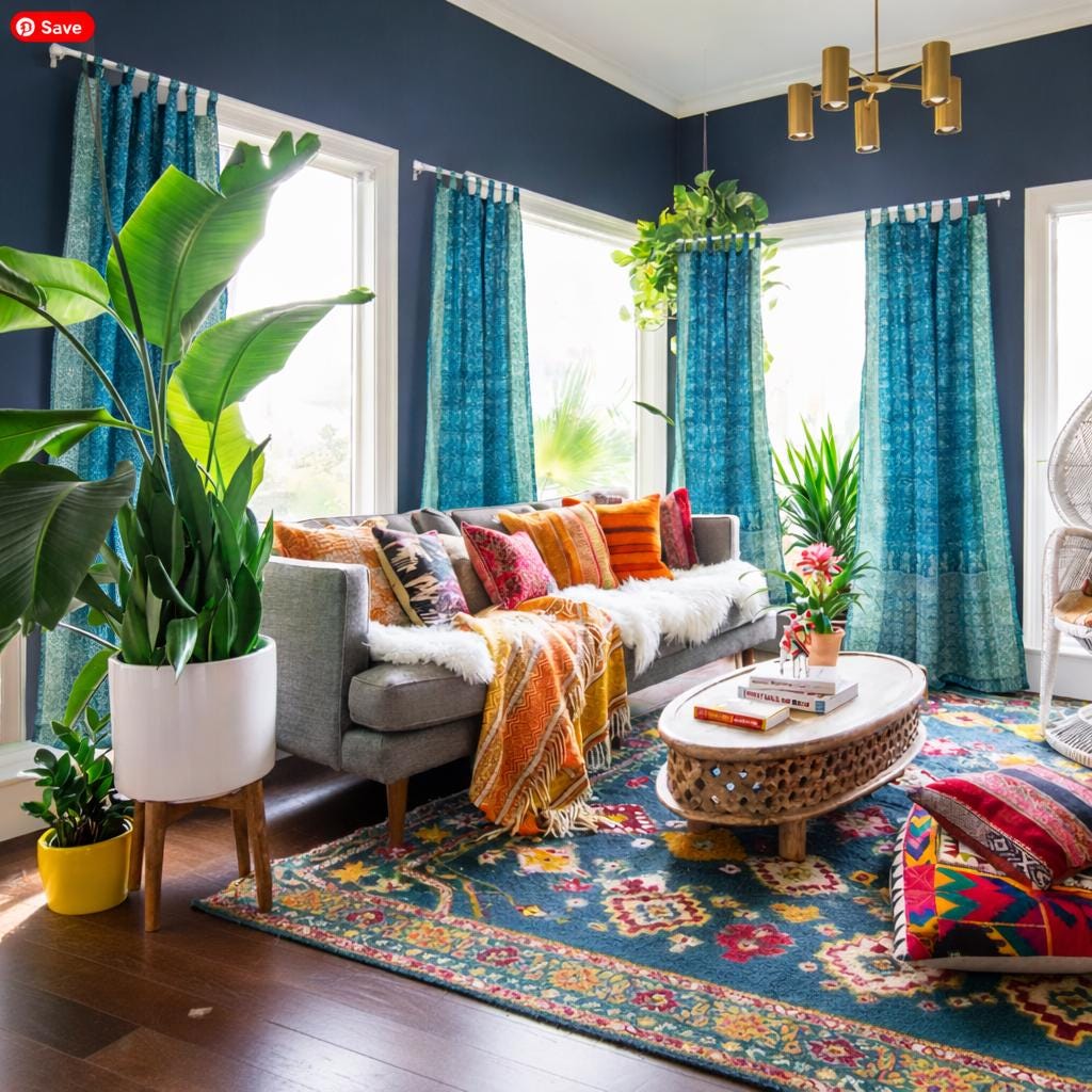 Yoga Studio Curtains Light Filtering Panels, Blue Boho Sari Curtains, Meditation Room Drapes, Sheer Window Curtains