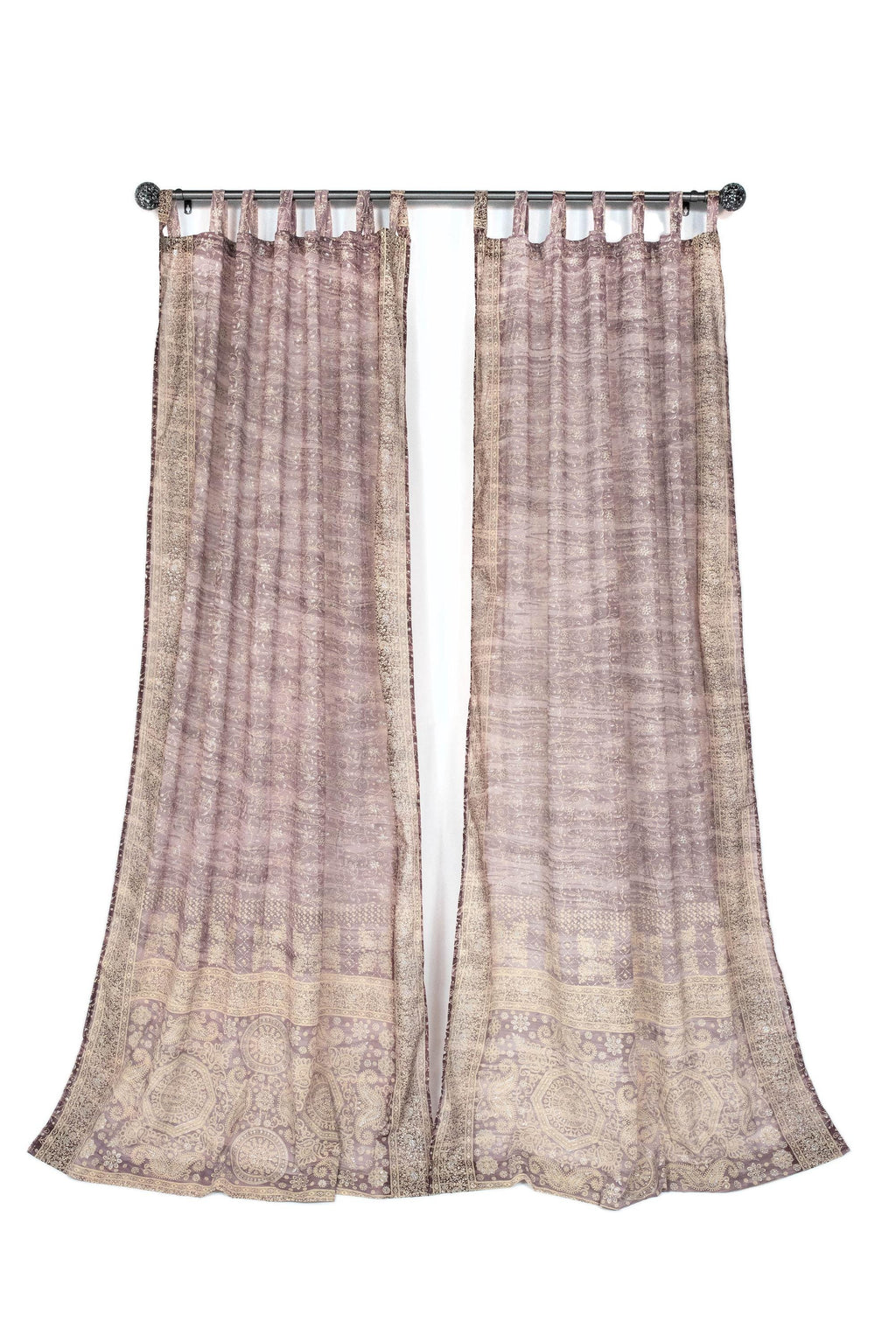 Sheer Canopy Drapes for Four Poster Bed - Luxury Sari Curtain Panels Set - Soft Light Filtering Bed Canopy - Lilac bedroom design