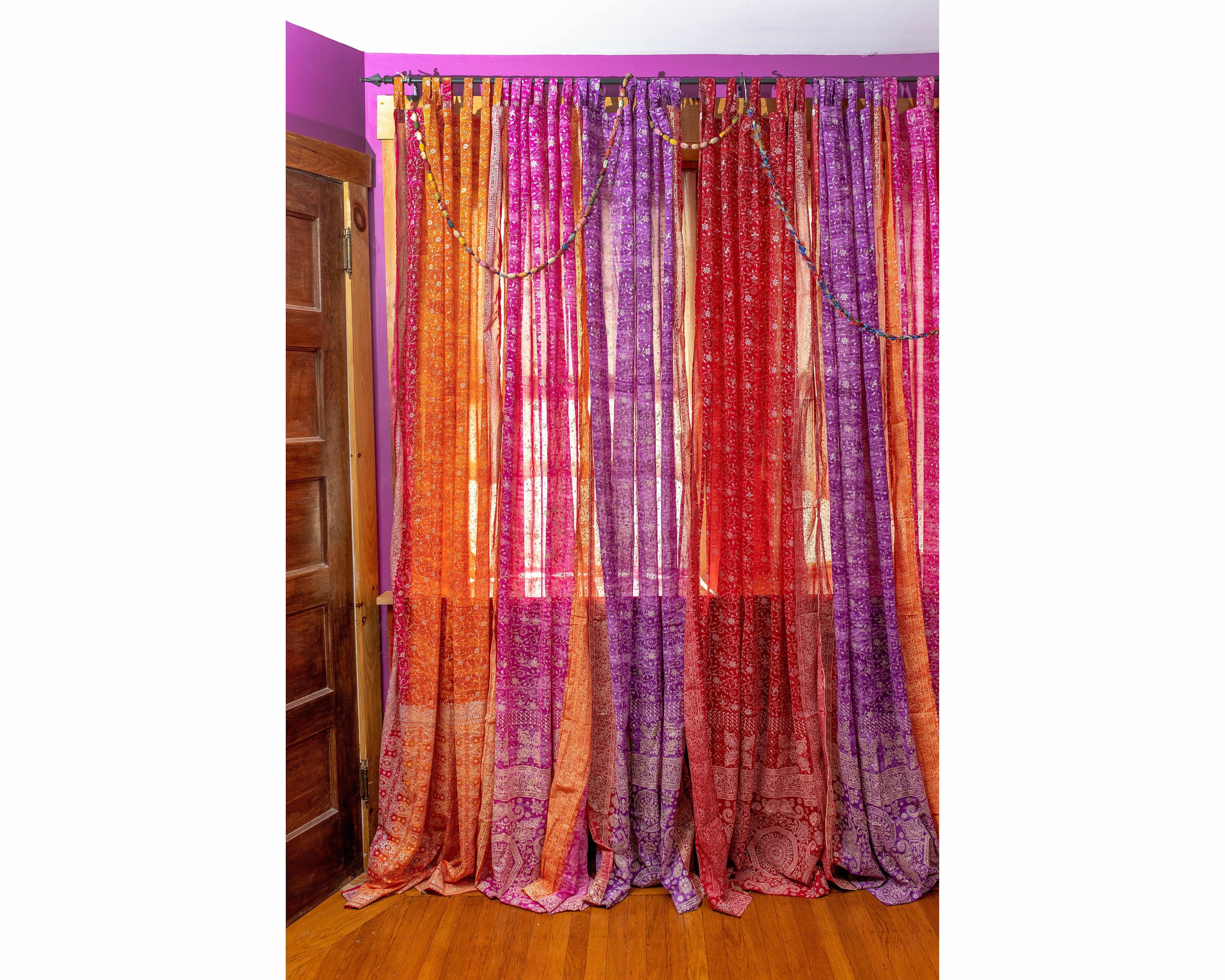 AYA'S ROOM Sari Curtains 84"L Boho Curtains, Bedroom Collection Light-Filtering Sheers, drapes, Bed Canopy, Backdrop, Bright Juicy Window Treatment