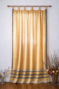 96" Block Print Rayon Curtains•Boho Tab Top Drapes with Border • Light Filtering Bohemian Style Curtain • Soft rayon Style light Curtain