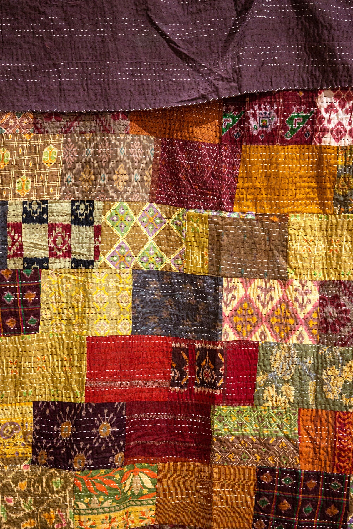 Bohome Collection Vintage Silk kantha Bedspread Boho Chic Original Bedding Home Textiles Indian Sari Quilt Tapestry Bedroom Decor