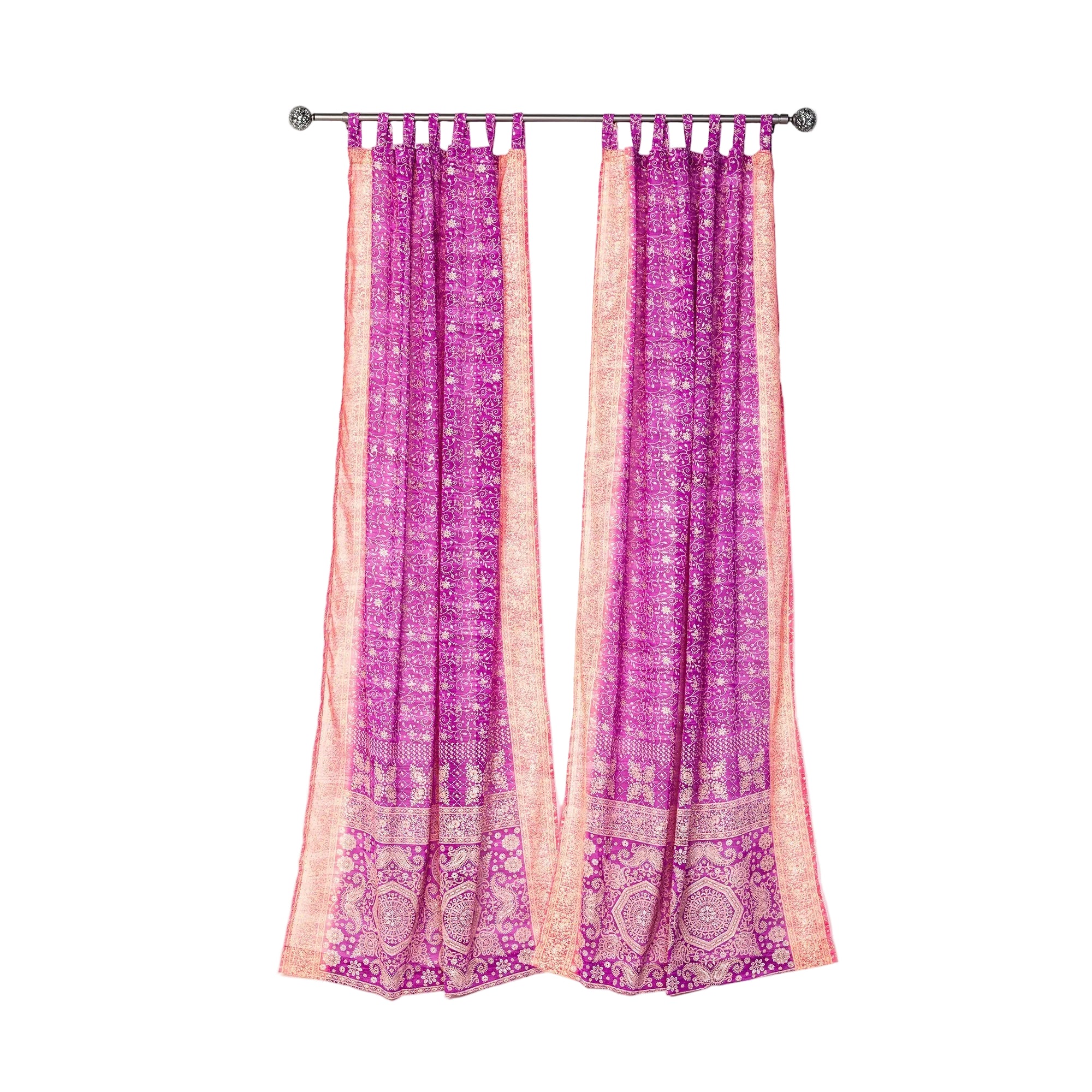 Light-Filtering Sari Curtains 84"L Boho Curtains, Bed Canopy, Tapestry, Window Treatment For Living/Bedroom Customizable