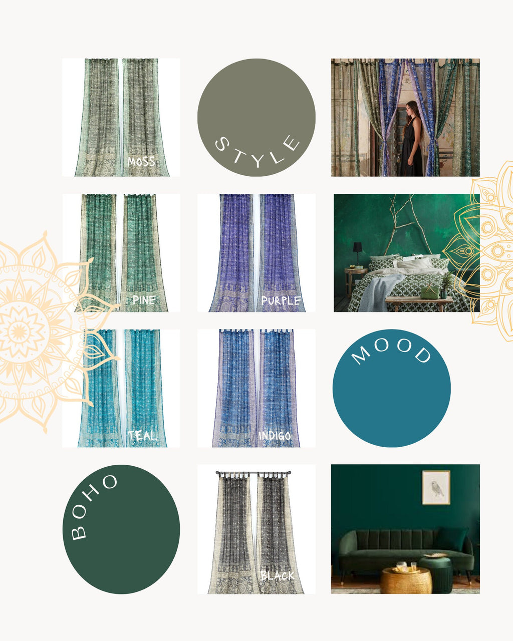 Sari Curtains 84"/96"L Boho Curtain BoHoEARTH Light-Filtering Indigo Purple sheer drapes Bed Canopy backdrop Window Treatment Living/Bedroom