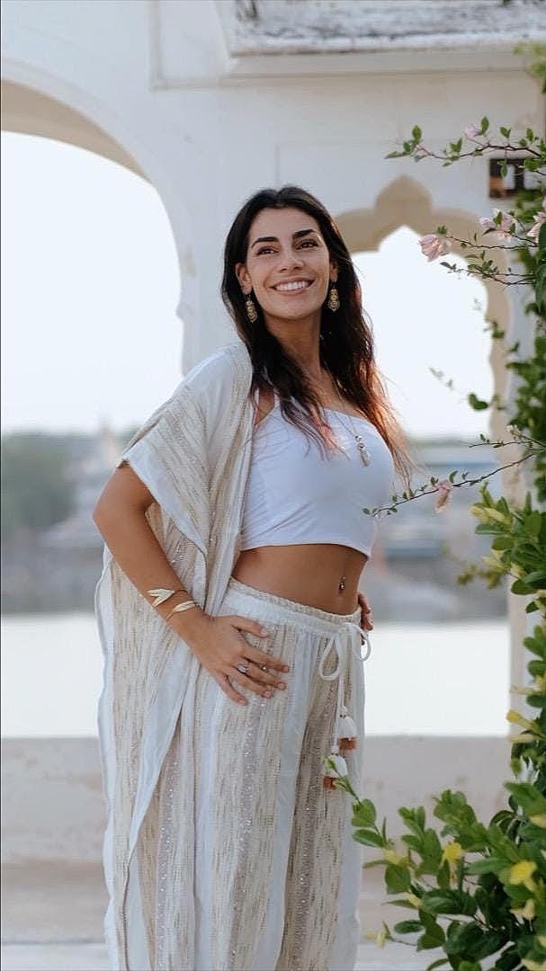 Boho Kaftan Drawstring Pants Set – Heirloom Weave, Soft Feminine Holiday Outfit Flowy Festival Style for Rosh Hashanah & Fall Gatherings