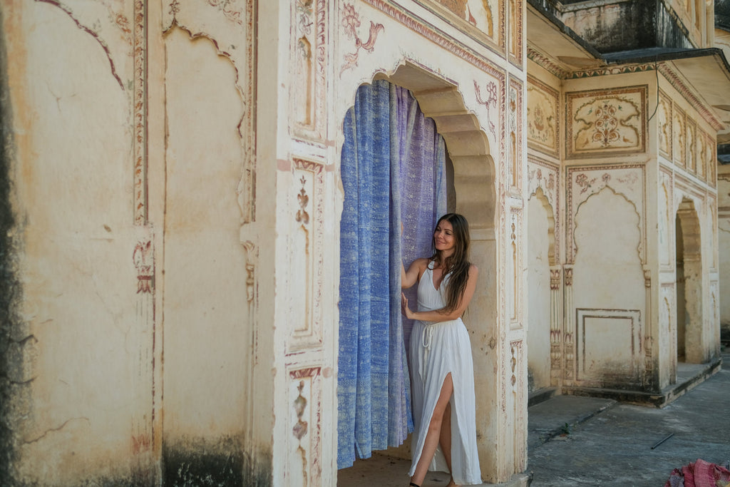 Boho Sari Curtains: Lavender & Periwinkle bedroom Drapes