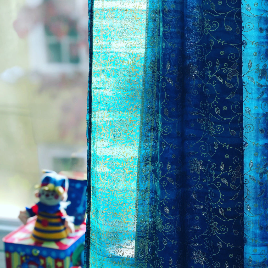 Light-Filtering Sari Curtains 84"/96"/108"L Boho Curtains, Bed Canopy, Tapestry, Window Treatment For Living/Bedroom