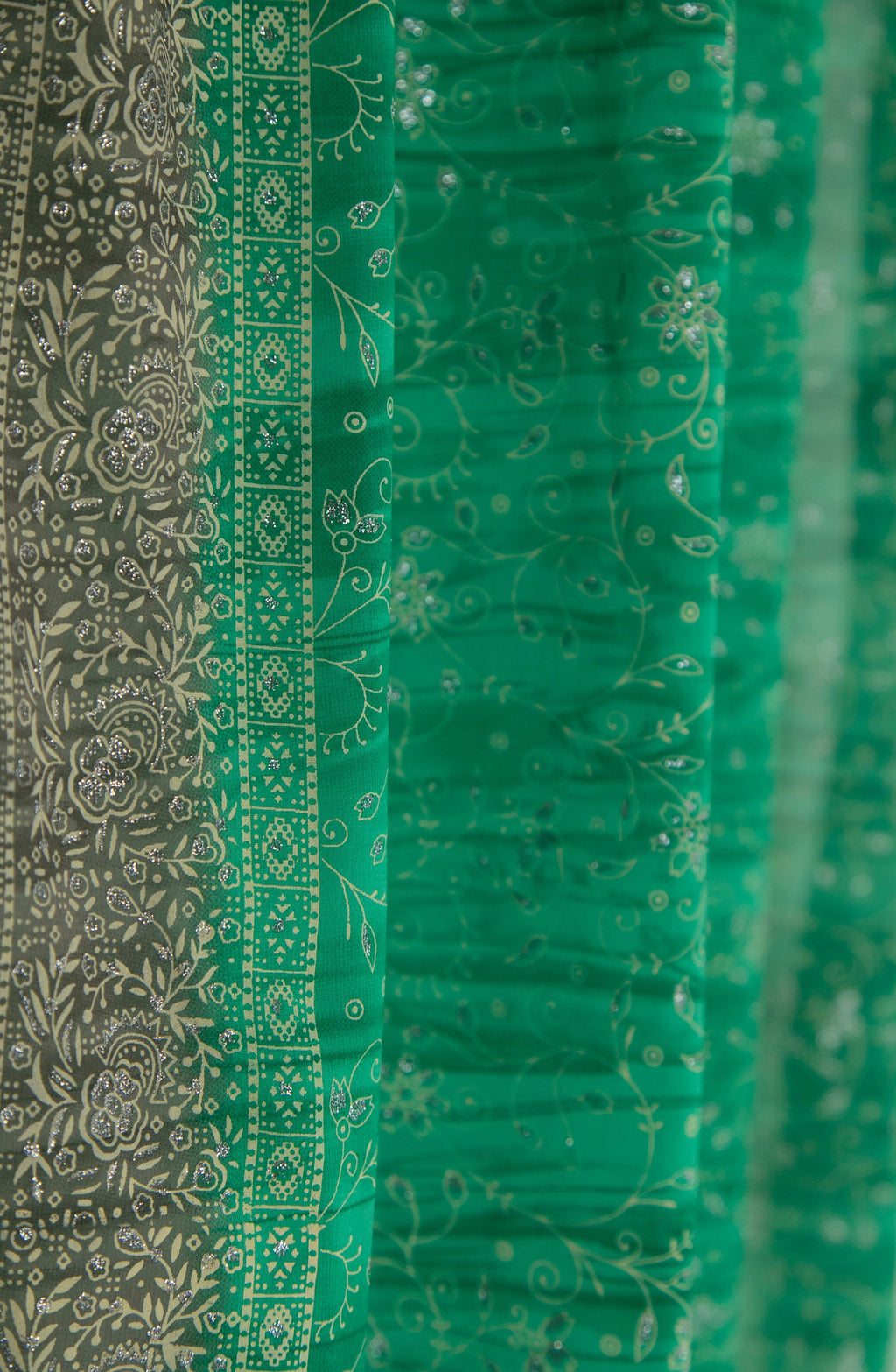 Sea Green Taupe Sari Curtain Boho Window Treatment Sheer Drapes for Bedroom Living Dining room Bed Canopy 84''L