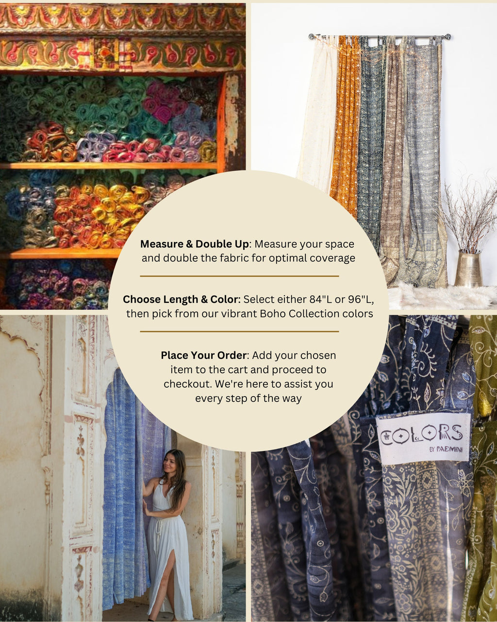 Light-Filtering Sari Curtains 84"/96"L Boho Curtains, sheer drapes Bed Canopy, Amber Gold Window Treatment Living/Bedroom
