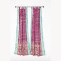 Boho Sari Curtains - Magenta Aqua Window Panels - Light Filtering Sheer Drapes - Colorful Bohemian Living Room Decor