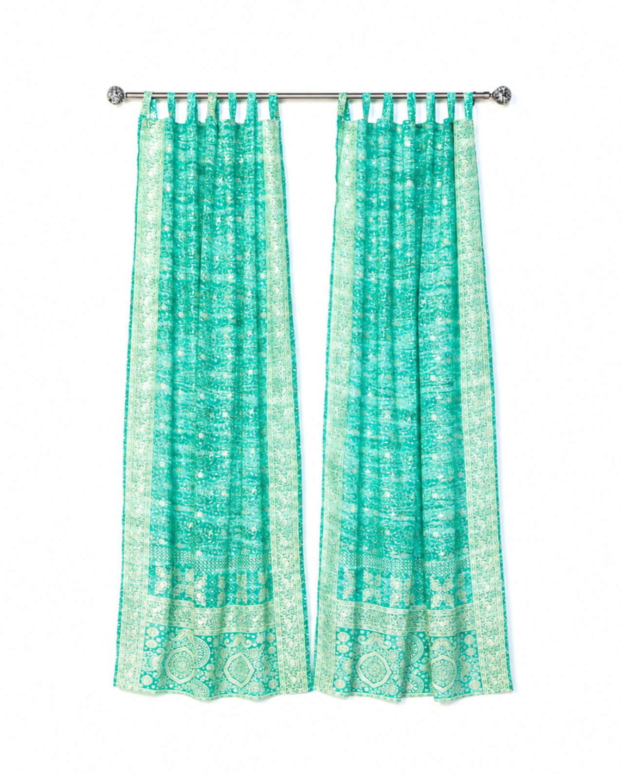 Light-Filtering Sari Curtains 84"L Boho Curtains, Bed Canopy, Tapestry, Window Treatment For Living/Bedroom