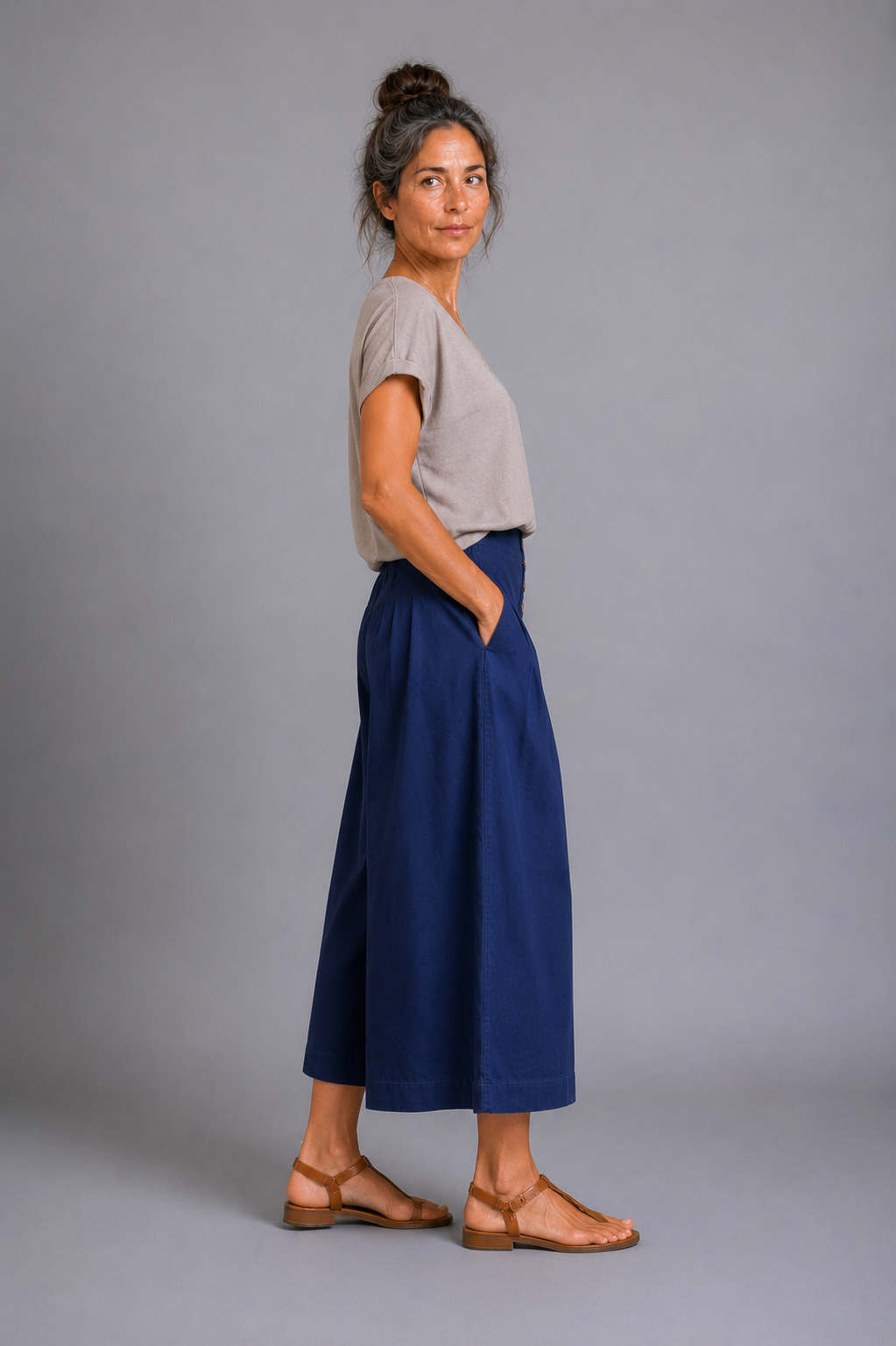 CLRS Woman -Palazzo Crop Skirt Pants