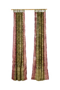 Sage/Purple Sari Curtains 84"/96"L Boho Curtains BoHoEARTH Collection Light-Filtering Window Treatment For Living/Bedroom