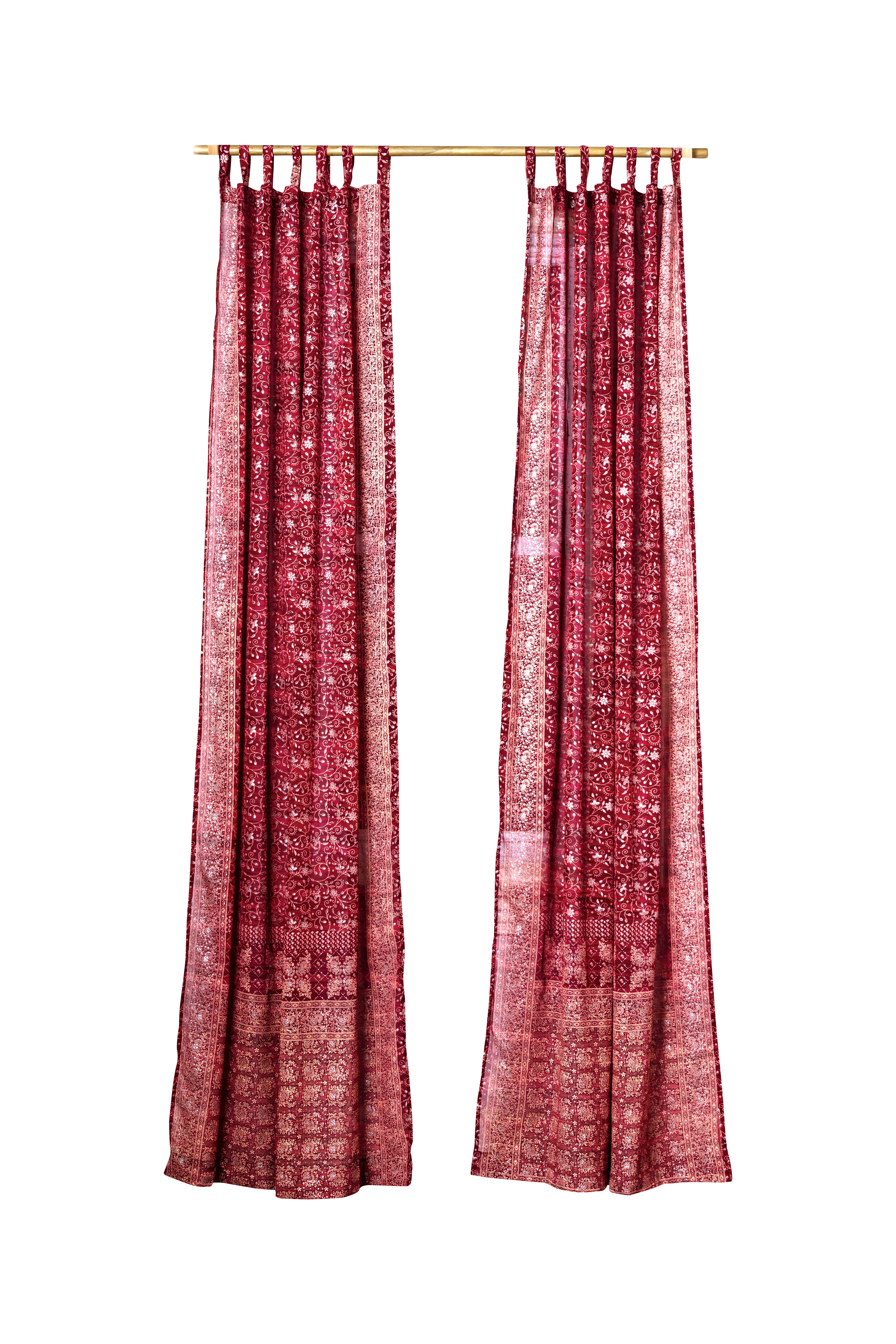 sari Curtains, Light-filtering Boho style Sunrise Collection Bohemian Curtains Earth Tones Saffron Marigold for Bedroom Living Dining room