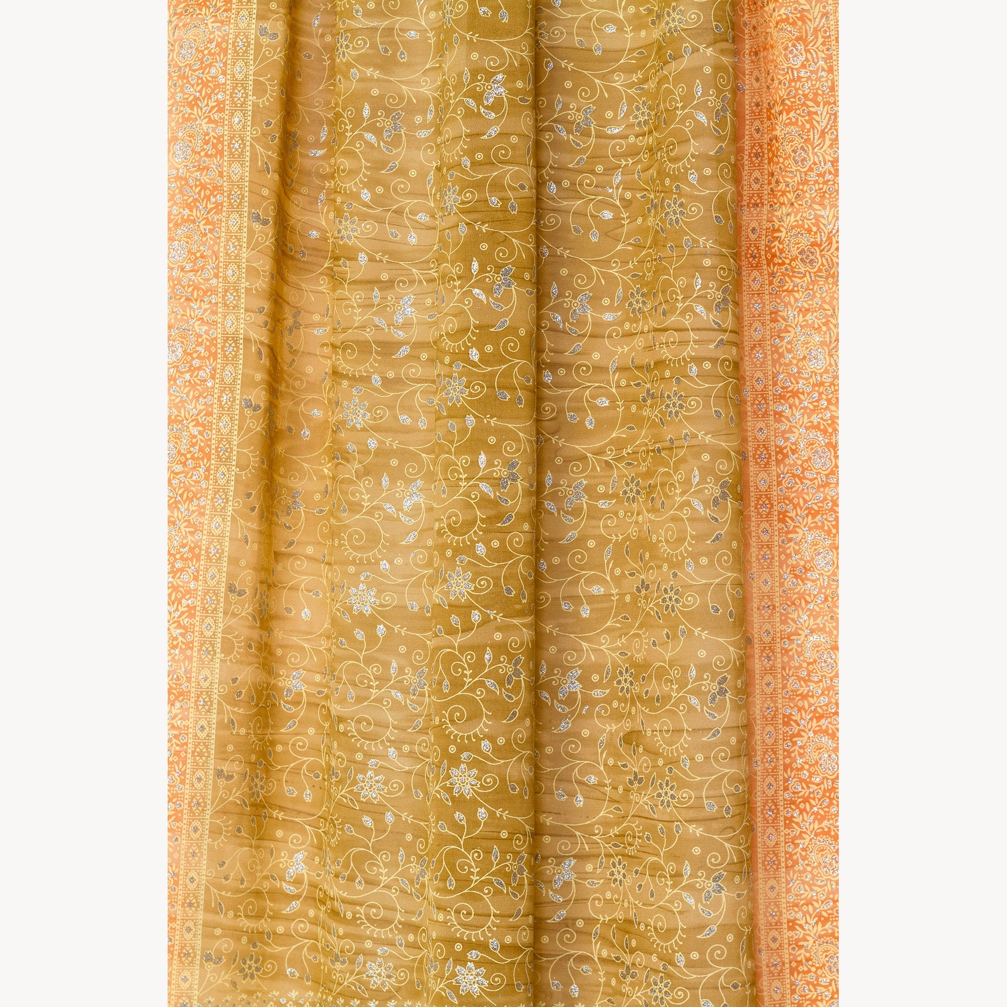 Boho Sari Curtains - Hemp and Rust Window Panels - Earth Tone Sheer Drapes - Warm Neutral Bohemian Living Room Decor
