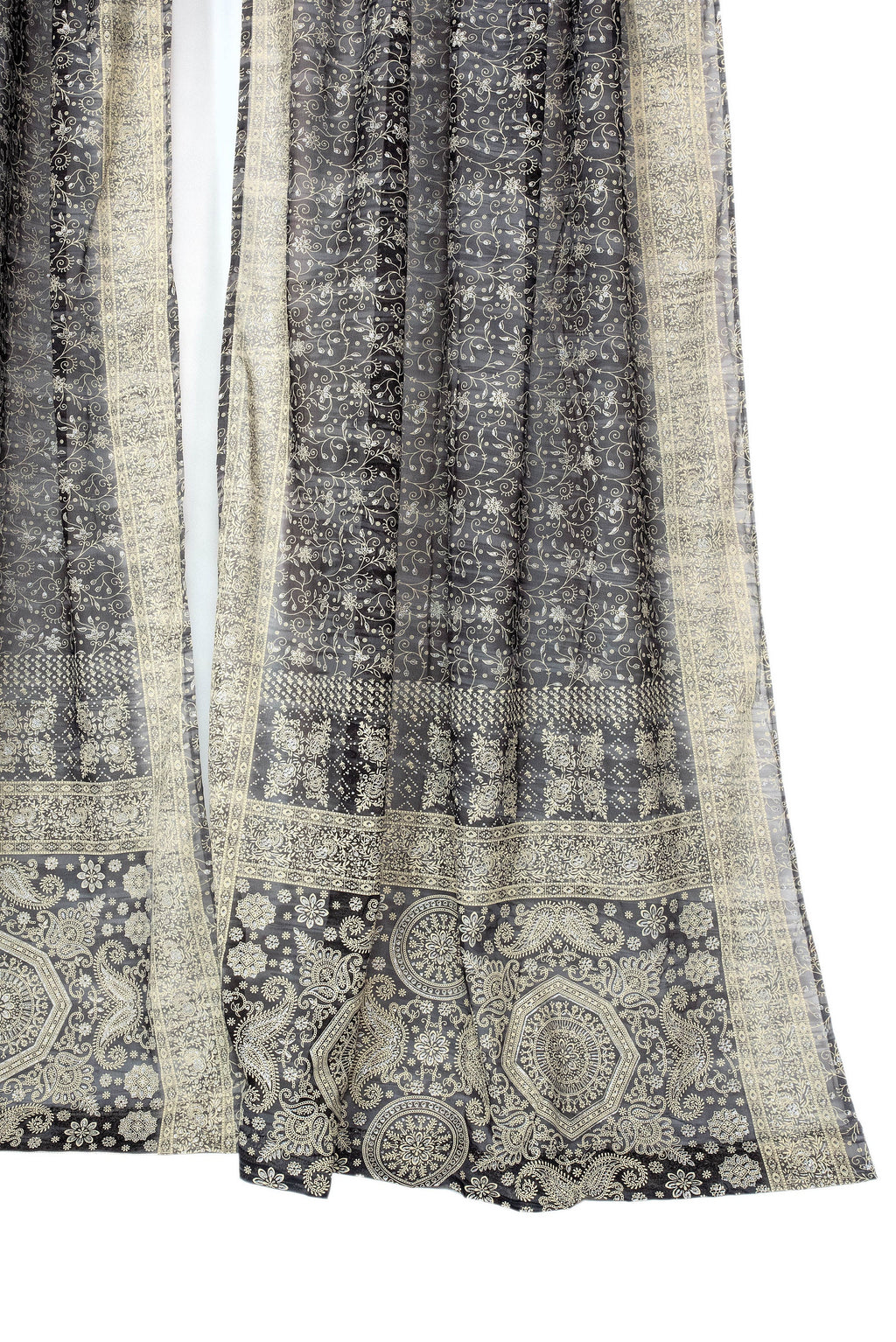 Black Boho Sheer Sari Curtains 84"/96"L Curtains BoHoEARTH Collection Light-Filtering Black backdrop Window Treatment For Living/Bedroom