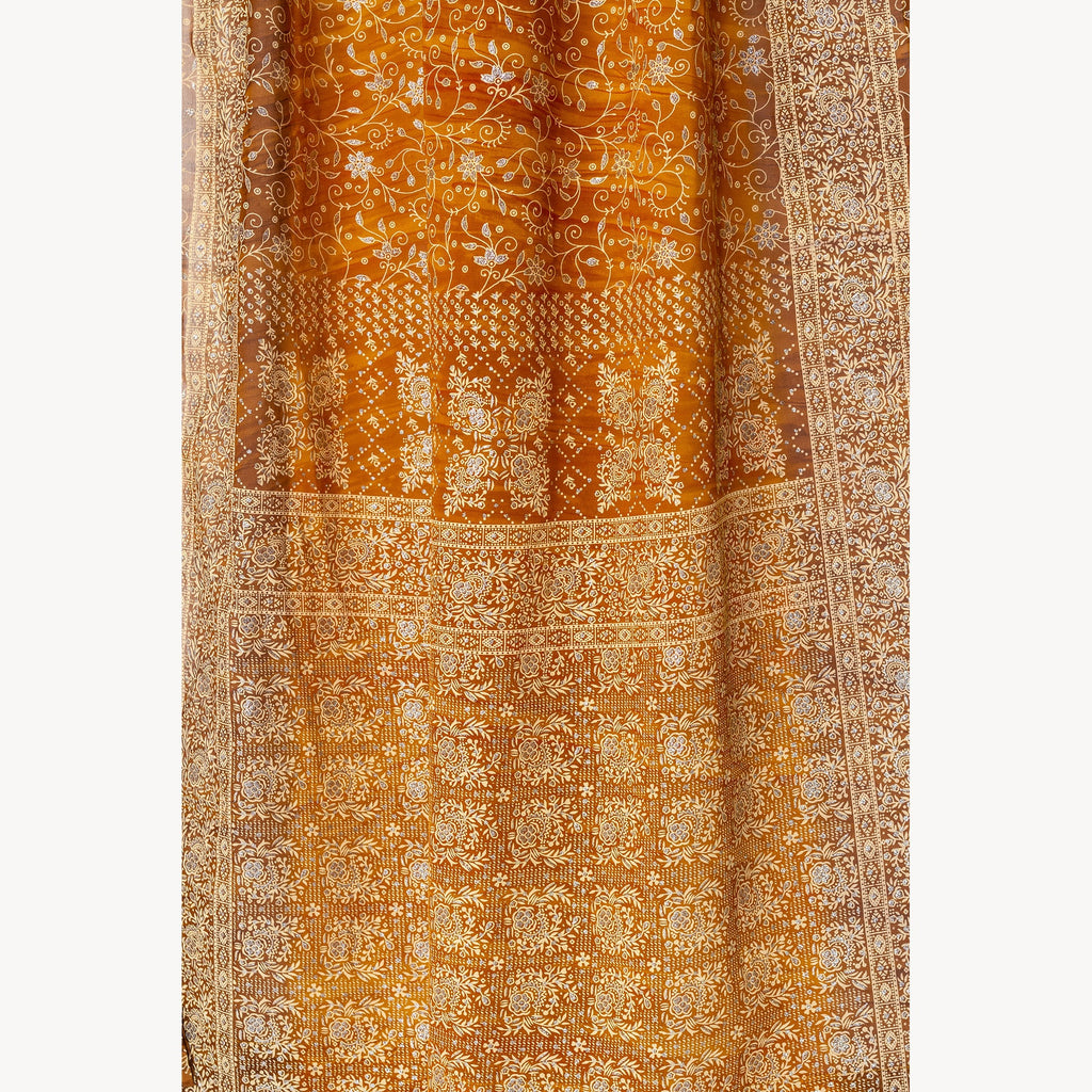 Light-Filtering Sari Curtains 84"/96"L Boho Curtains, sheer drapes Bed Canopy, Amber Gold Window Treatment Living/Bedroom