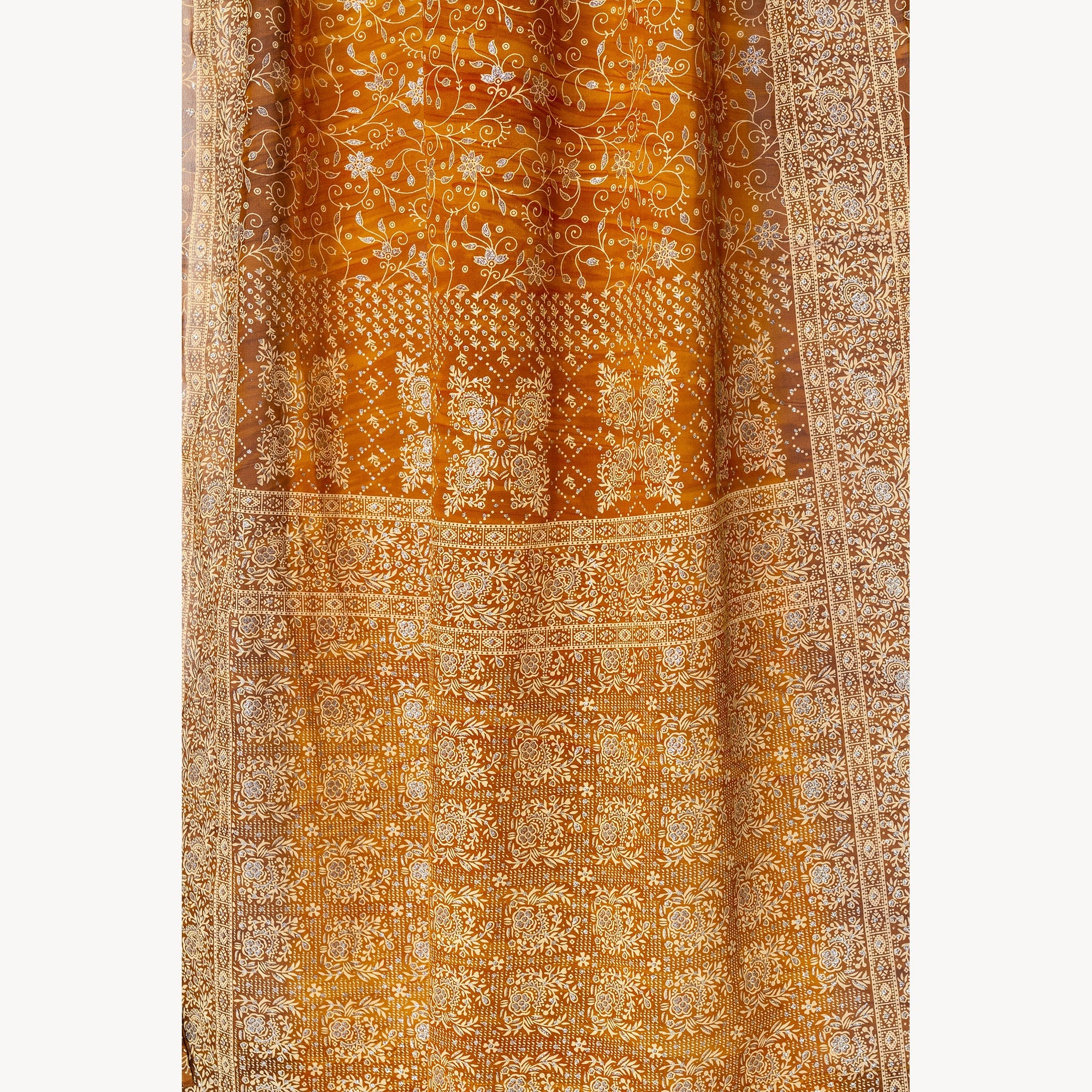 Light-Filtering Sari Curtains 84"/96"L Boho Curtains, sheer drapes Bed Canopy, Amber Gold Window Treatment Living/Bedroom