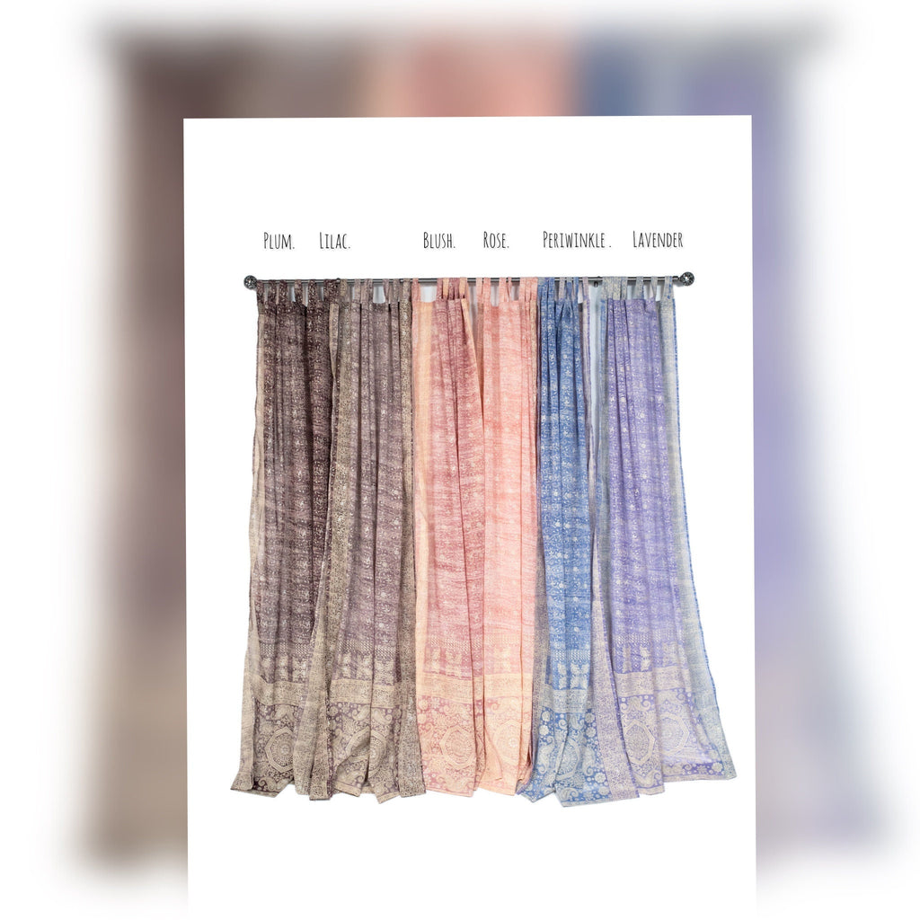 Sari Curtains Lilac and Dusty Plum Light Sheer Drapes for Calm, Serene Bedrooms Soft Boho DREAMBoHO Light-Filtering 84"/96"L