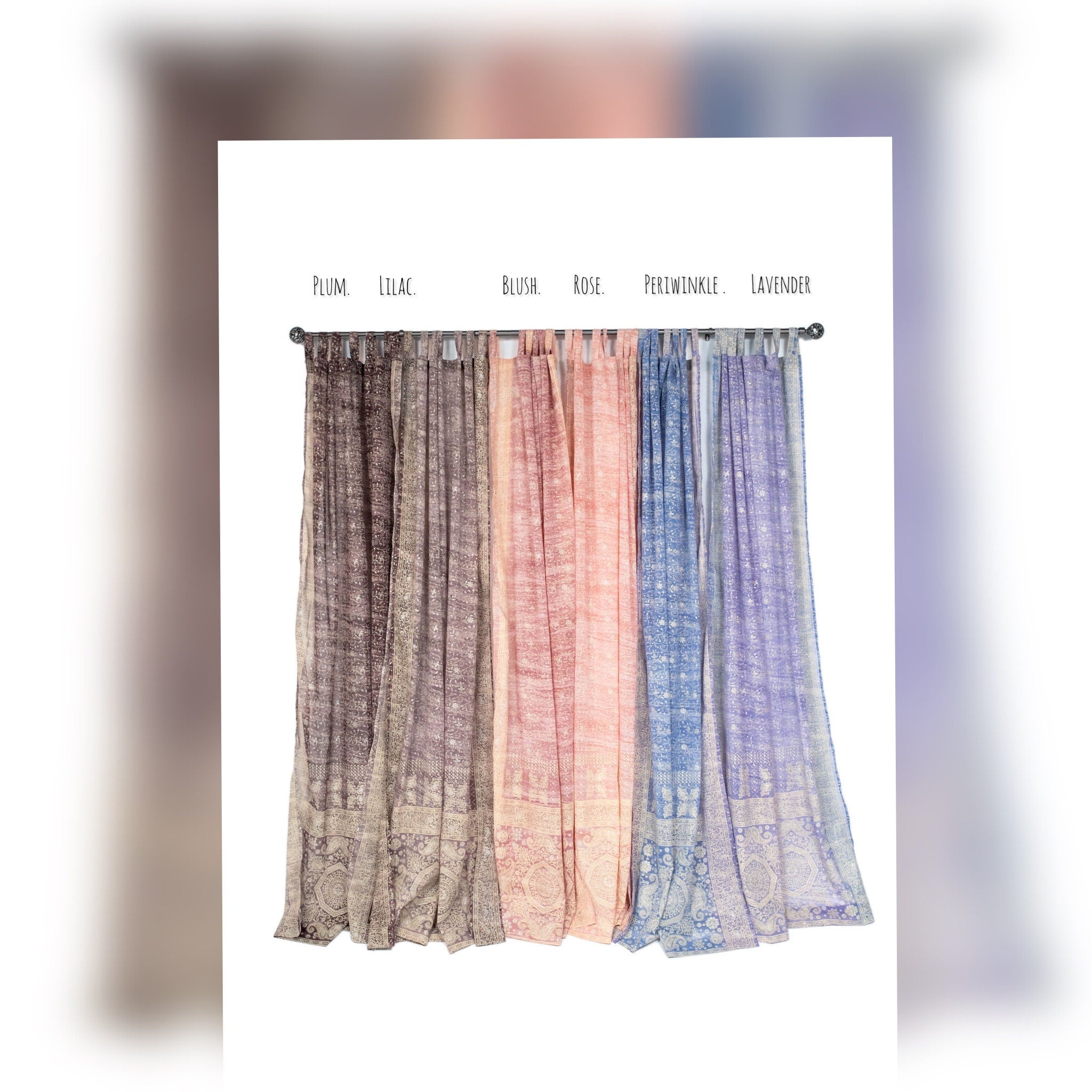 Sari Curtains Lilac and Dusty Plum Light Sheer Drapes for Calm, Serene Bedrooms Soft Boho DREAMBoHO Light-Filtering 84"/96"L
