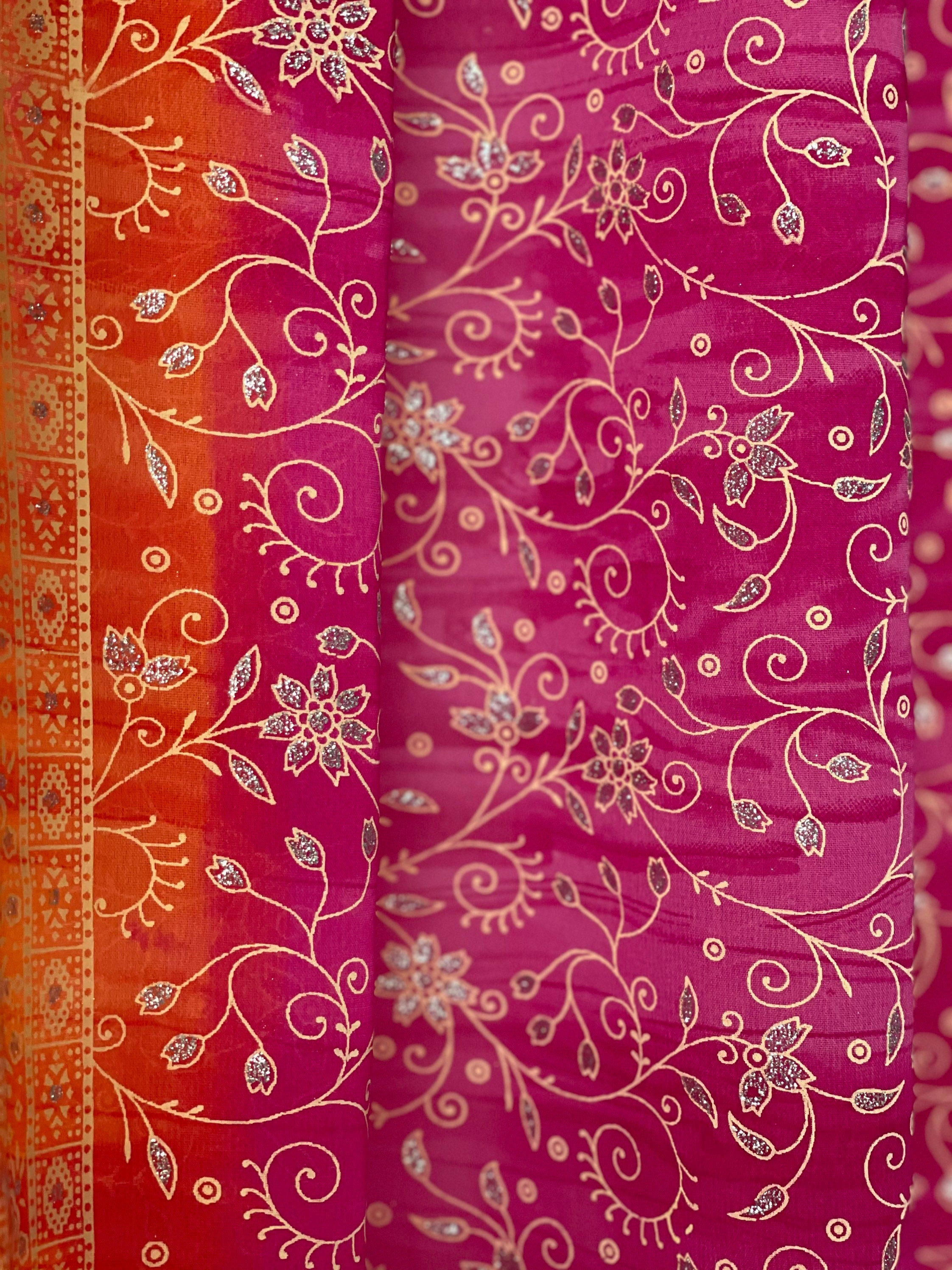 Boho Curtains Light-Filtering Sari Curtains 84"/96"L, Bed Canopy, Backdrop Fuschia Rust Window Treatment For Living/Bedroom Customizable