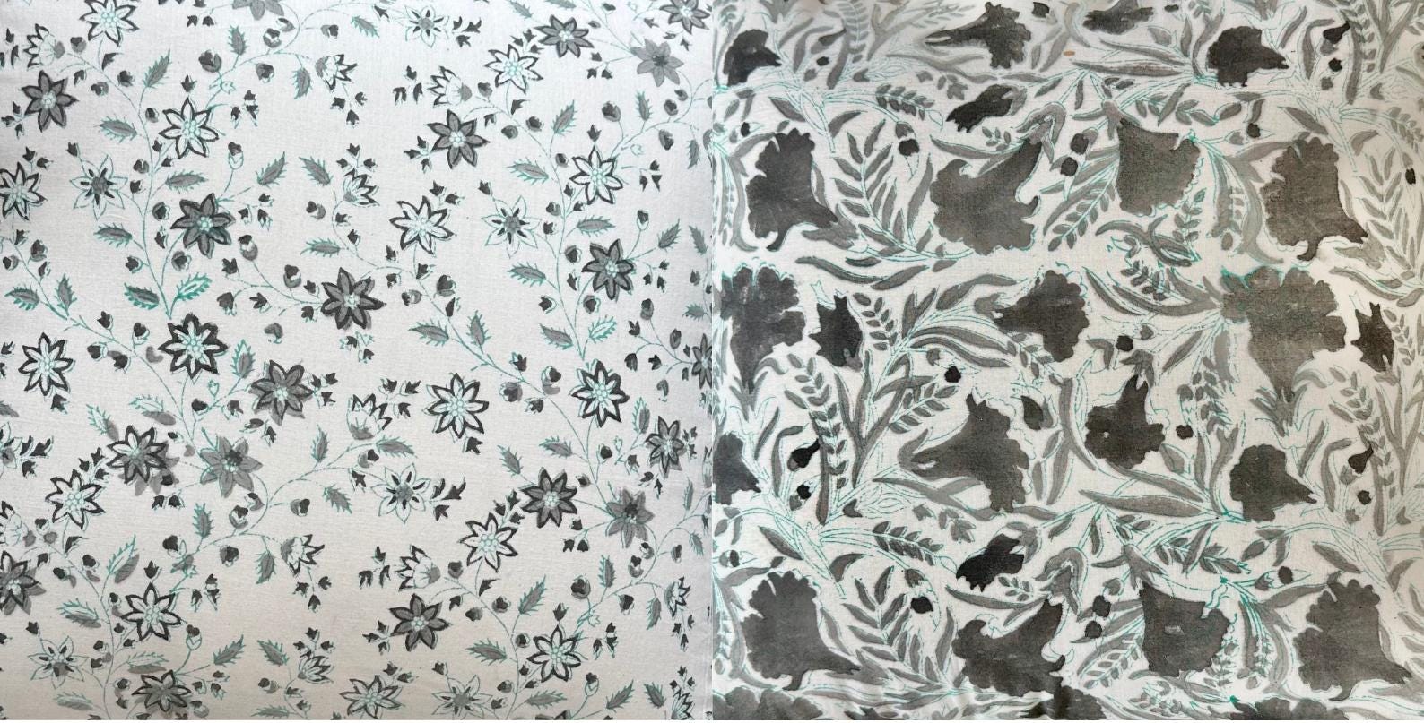 Hand-Quilted Reversible Cotton Quilt, Block Print Bedspread