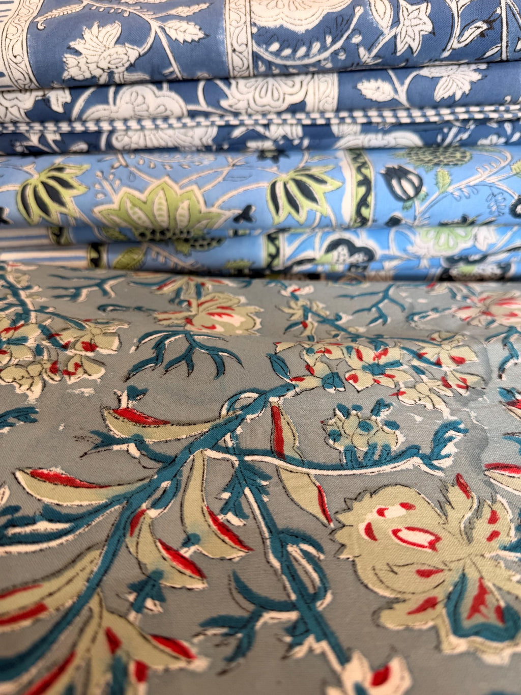 Cotton Tablecloth - Boho Blockprint- Handmade Cotton Table Cover - L 118"