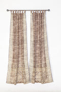 Boho Sari Curtains - Taupe Silver Sheer Panels - Light Filtering Neutral Drapes - Soft Metallic Window Curtains