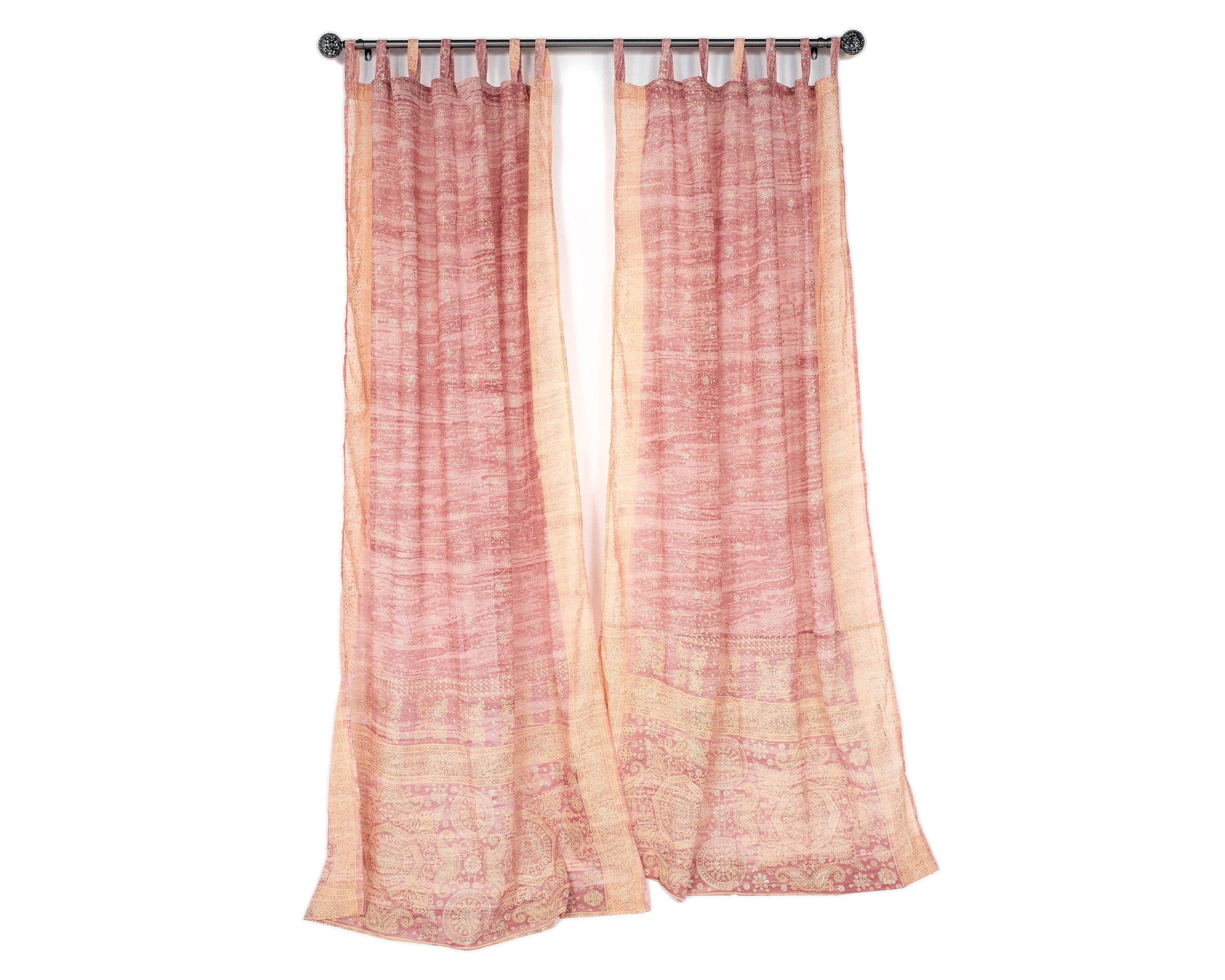 Sari Curtains 84"L Boho Curtains DREAMBoHO Collection Light-Filtering BLUSH Chubby Chic Bed Canopy, Window Treatment For Living/Bedroom