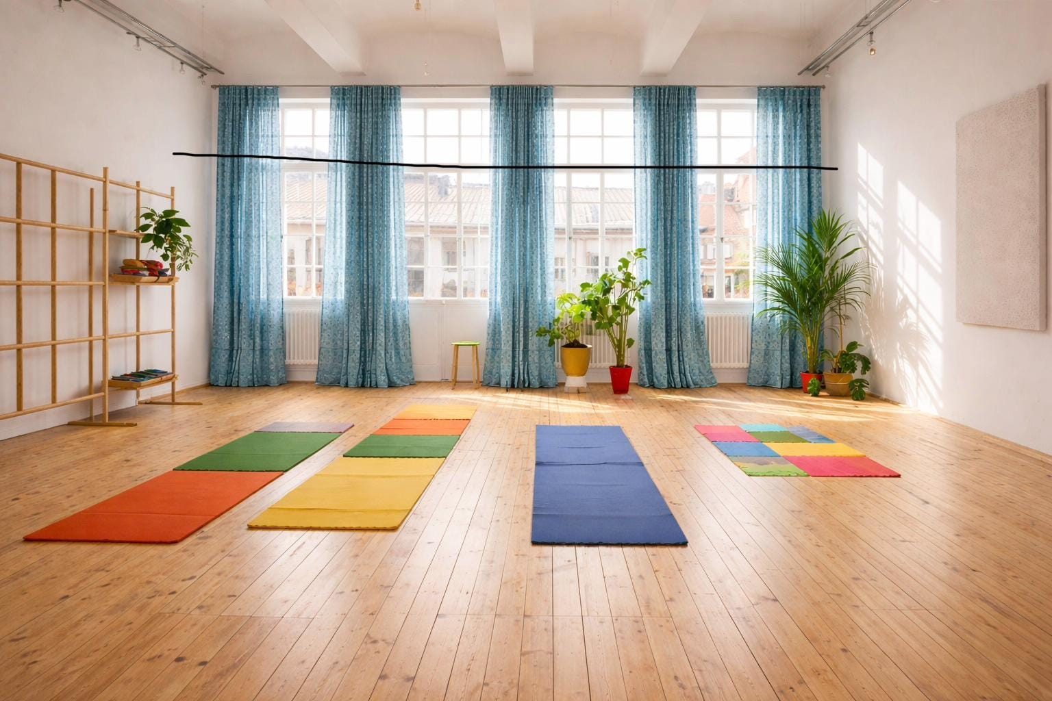 Yoga Studio Curtains Light Filtering Panels, Blue Boho Sari Curtains, Meditation Room Drapes, Sheer Window Curtains