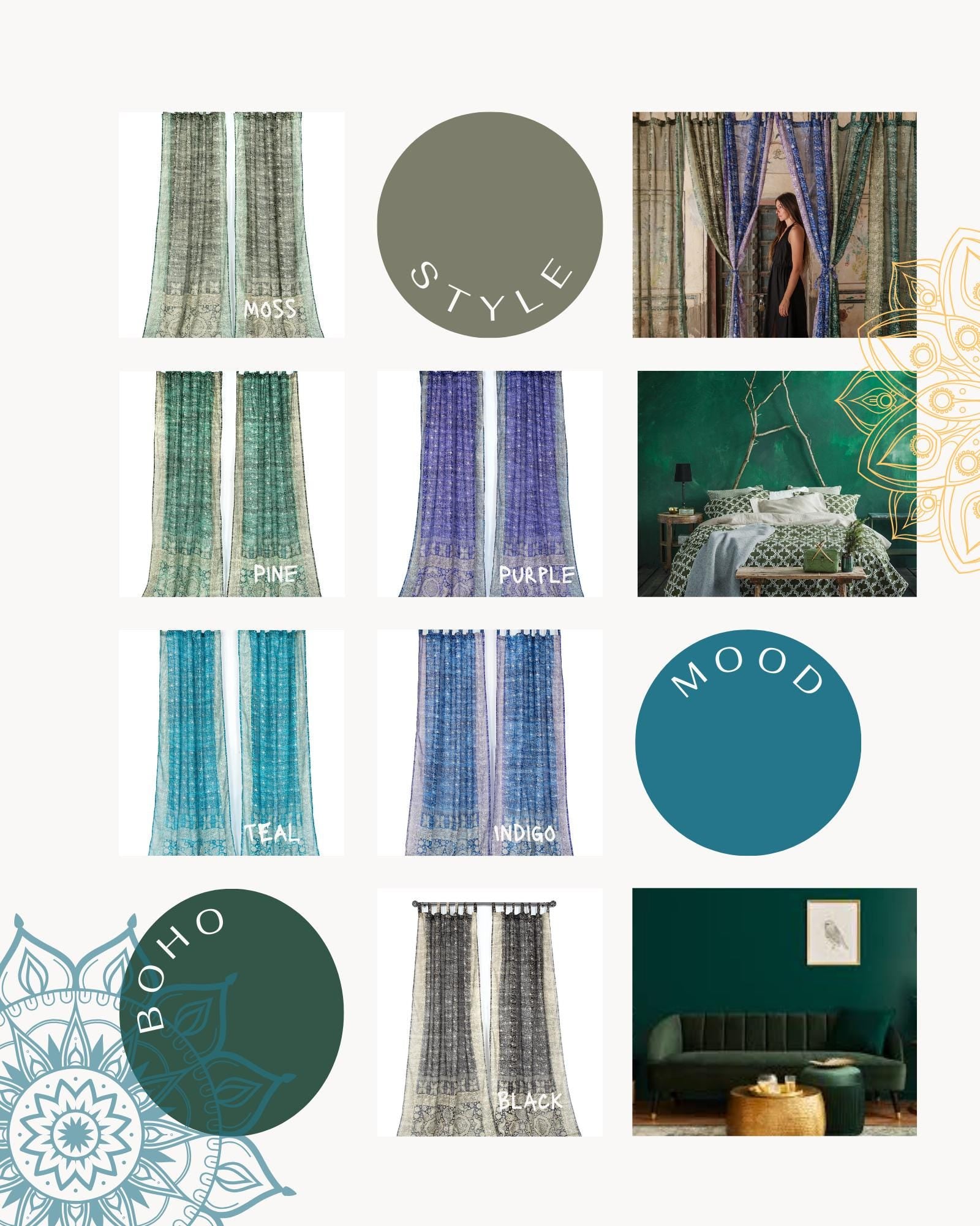 Sheer Canopy Drapes for Four Poster Bed - Luxury Sari Curtain Panels Set - Soft Light Filtering Bed Canopy